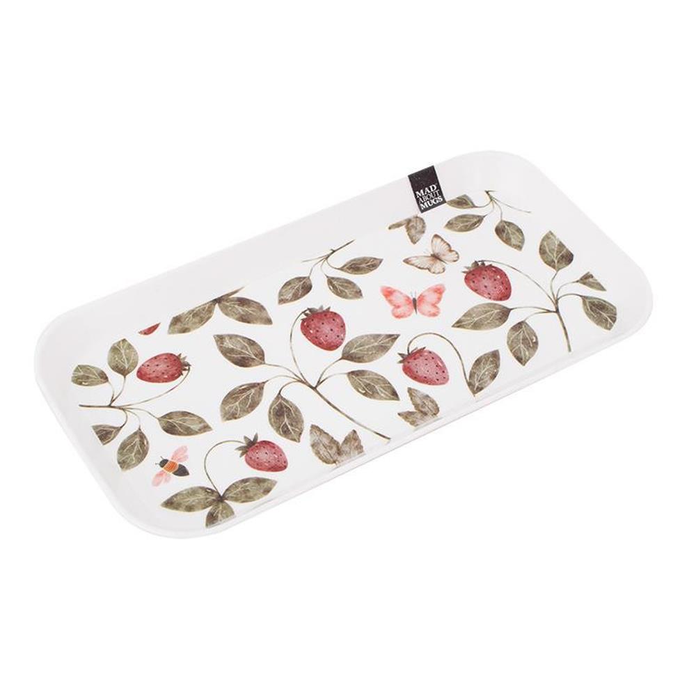 Eucalyptus Strawberry Serving Tray Tea Coffee Mugs Plastic Dish Floral Print - Picture 11 of 13