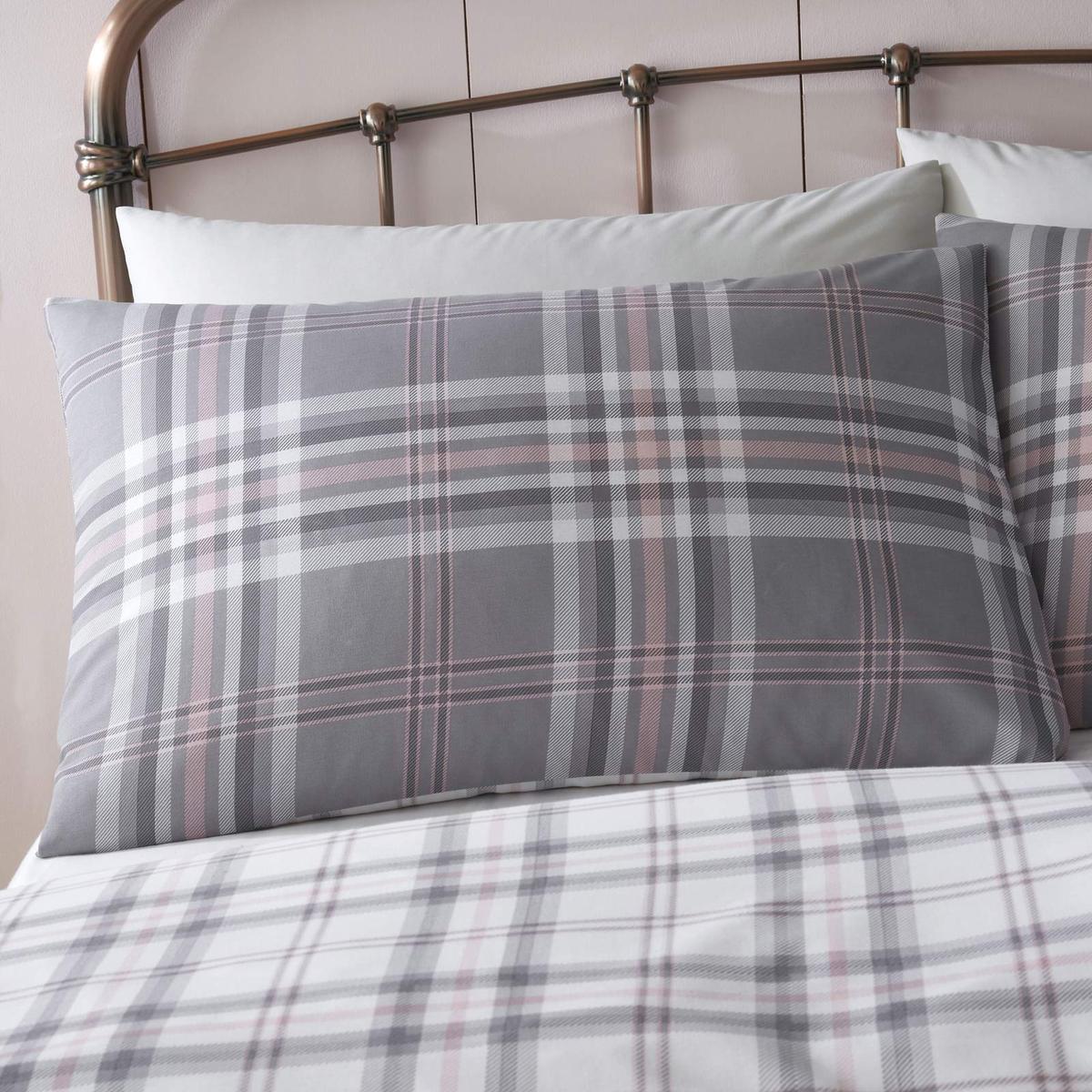 Catherine Lansfield Kelso Edredón Cubierta Duvet del lecho Rosa Gris a Cuadros Tartán