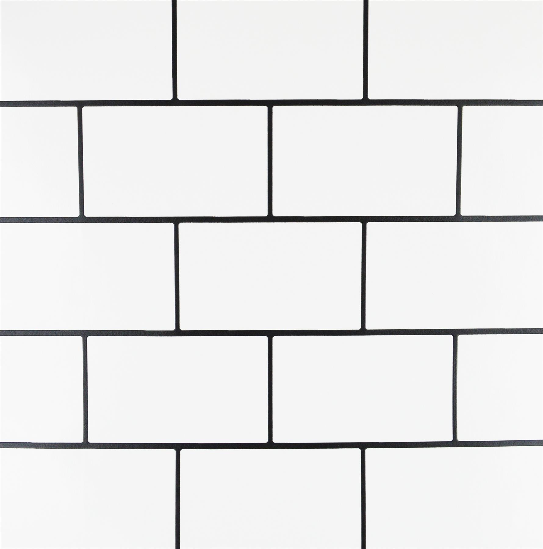Subway Gloss Tile Wallpaper White Black Kitchen Vinyl Debona
