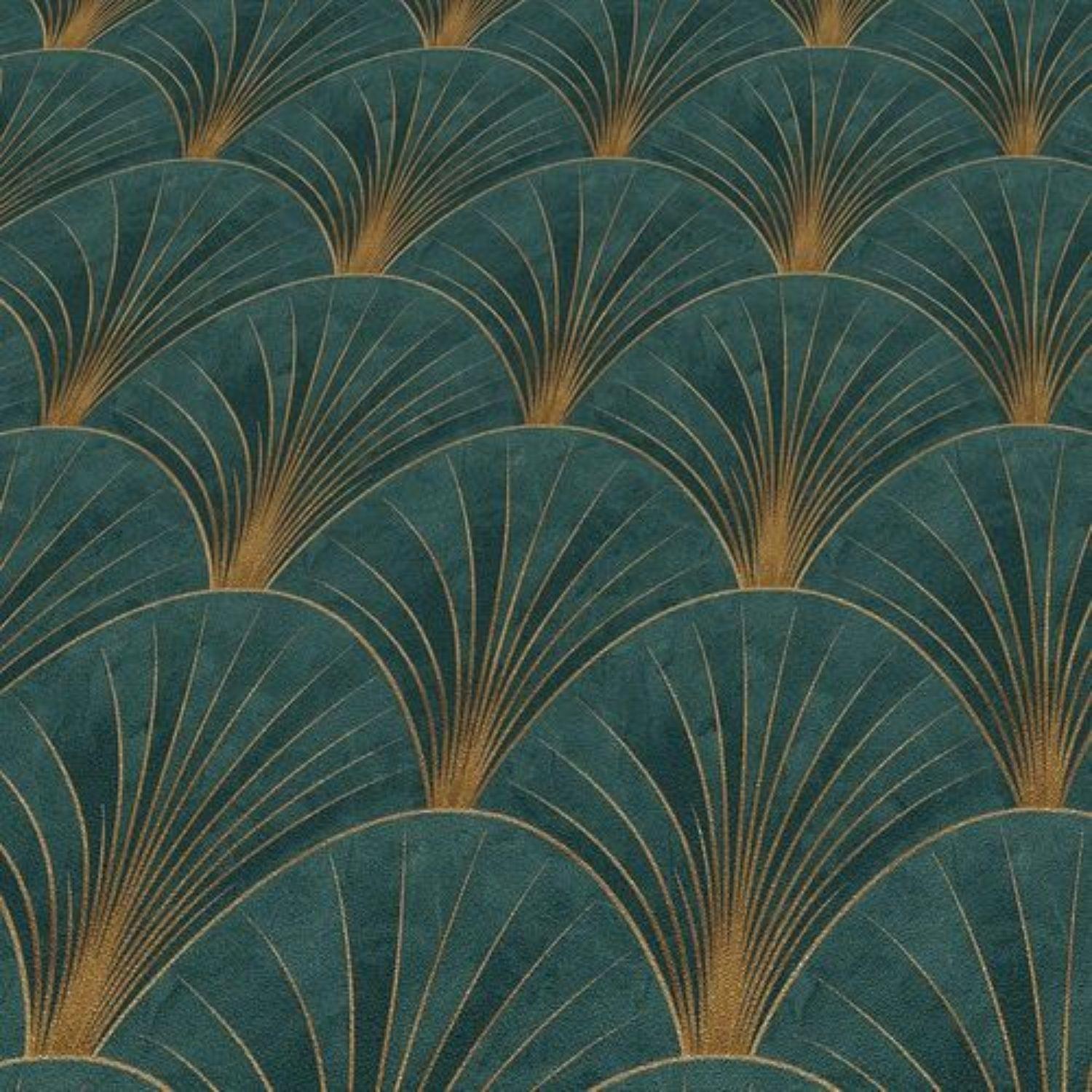 Erismann Blue/Green Art Deco Avant Garde Wallpaper - Picture 10 of 16