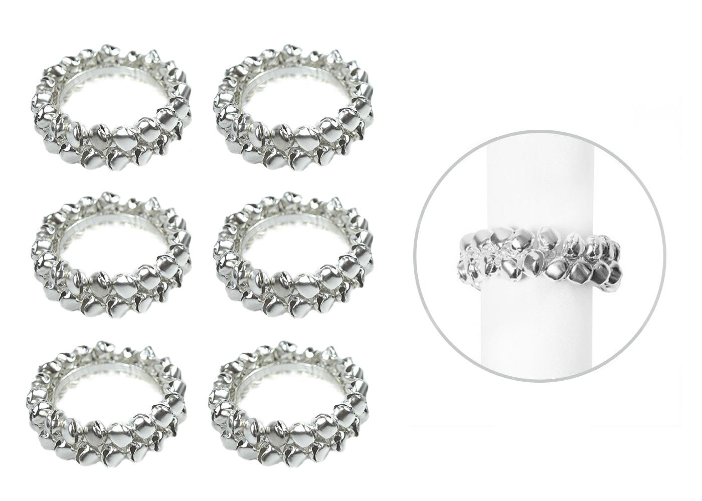 6 Napkin Rings Silver Gold Jingle Bells Metal Christmas Xmas Party