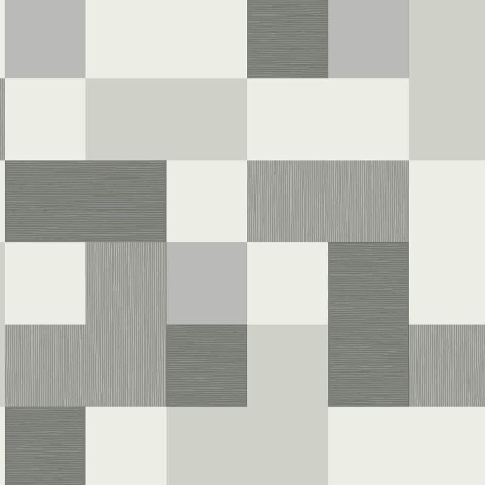 Square Geometric Aqua Pink Yellow White Grey Metallic Shimmer Retro Wallpaper
