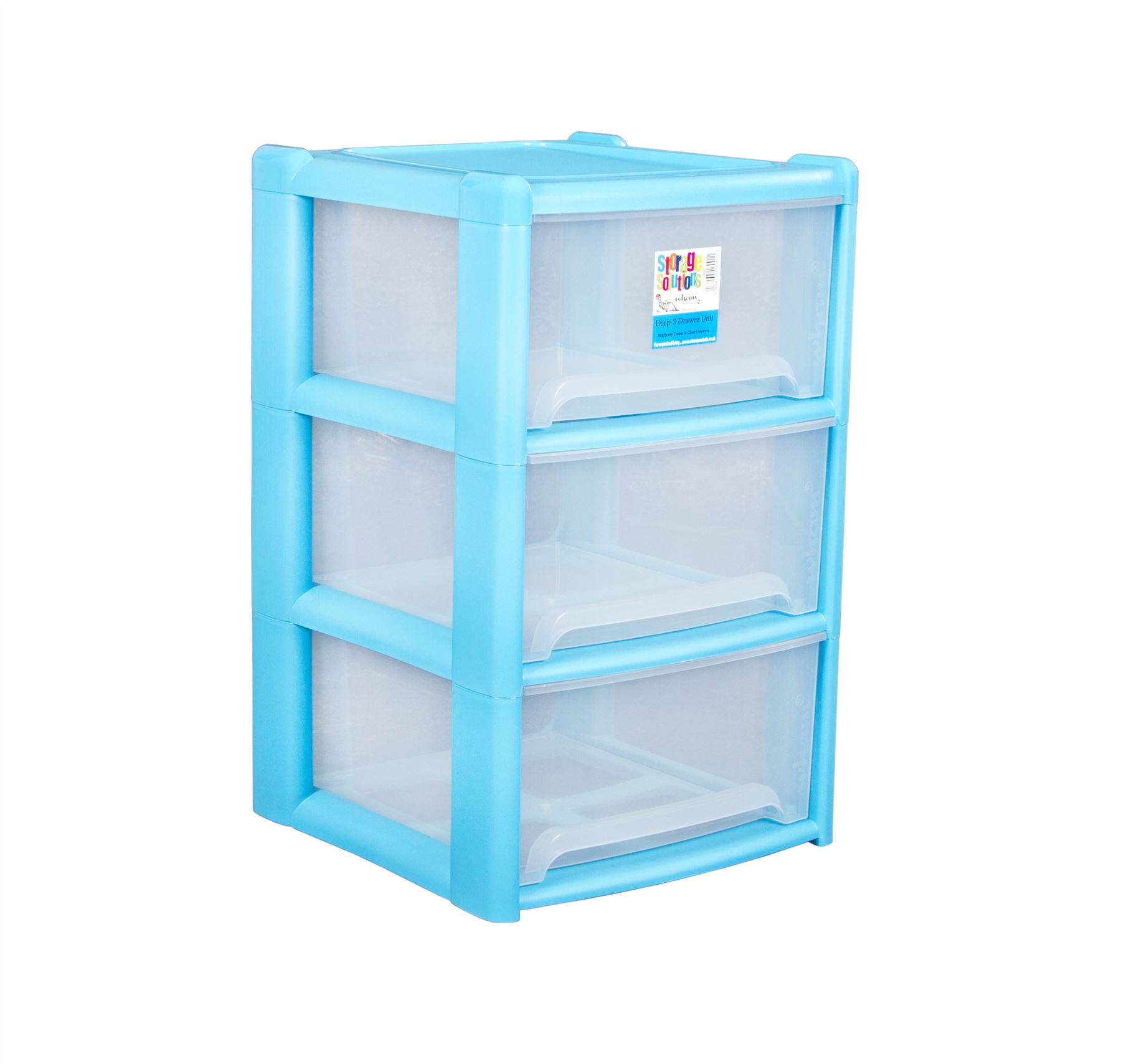 Plastic Deep 3 Drawer A4 Tower Storage Unit w/ Rear Wheels Home Office