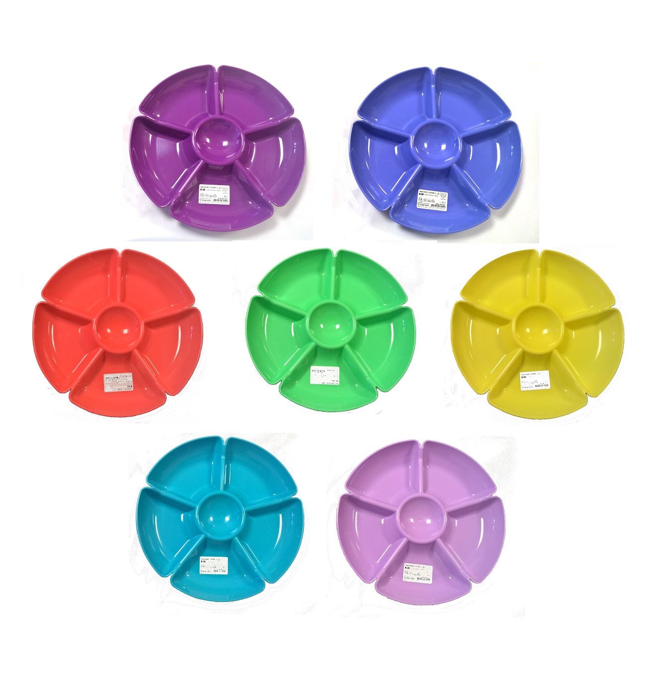 2 x Plastic 6 Section Compartment Serving Snack Tray Party Food Picnic