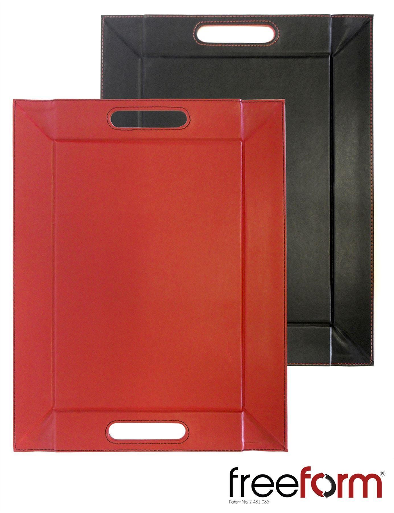 Freeform Faux Leather Serving Tray Reversible w/ Handles Placemat Heat