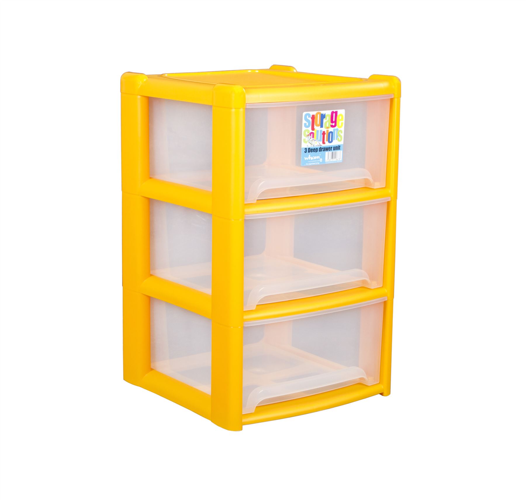 Plastic Deep 3 Drawer A4 Tower Storage Unit w/ Rear Wheels Home Office