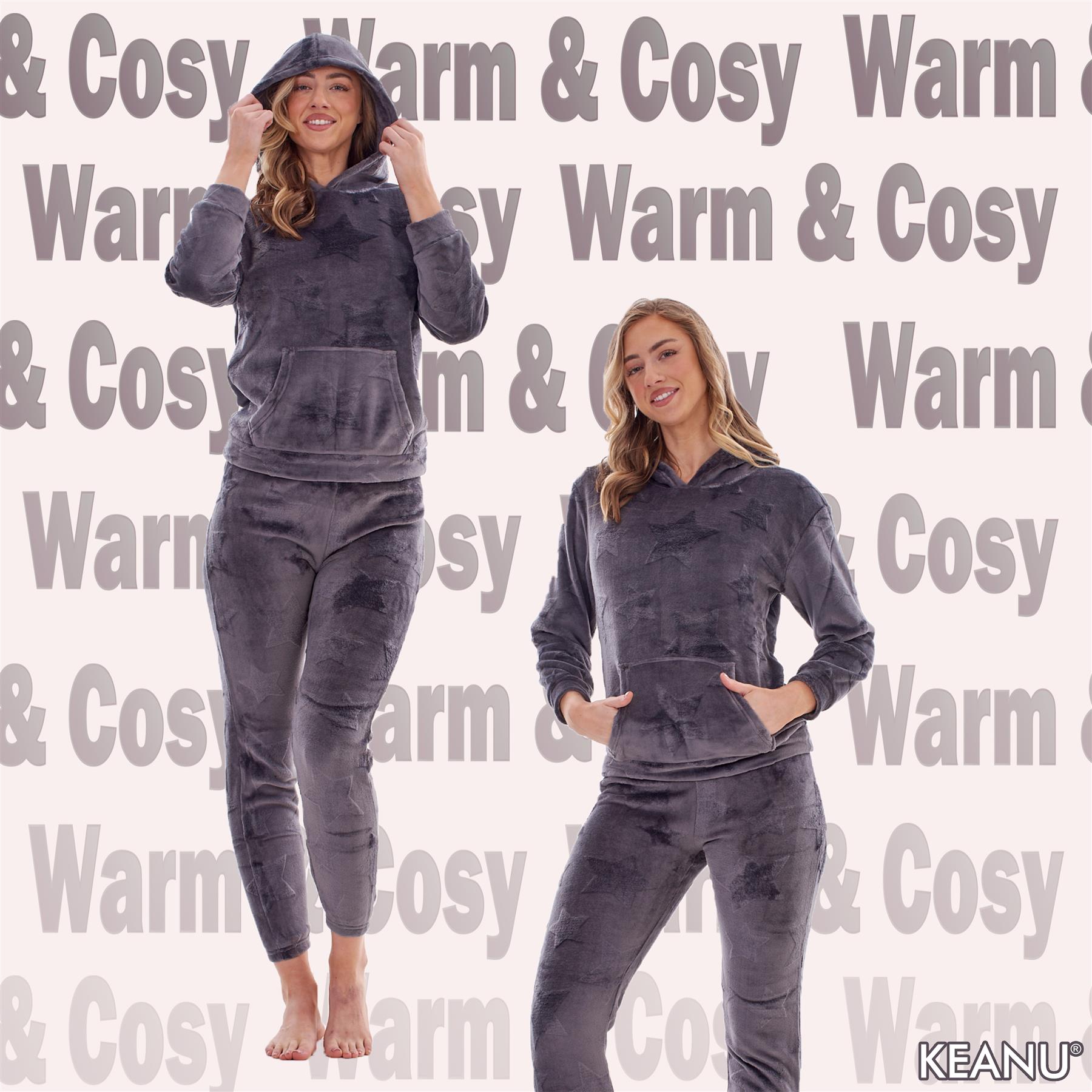 Ladies Supersoft Warm Flannel Fleece Hooded Pyjamas Twosie Lounge Wear Gift Set - Picture 60 of 79
