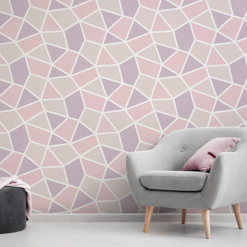 Geometric Wallpaper Metallic Smooth Textured Apex Triangles Trellis