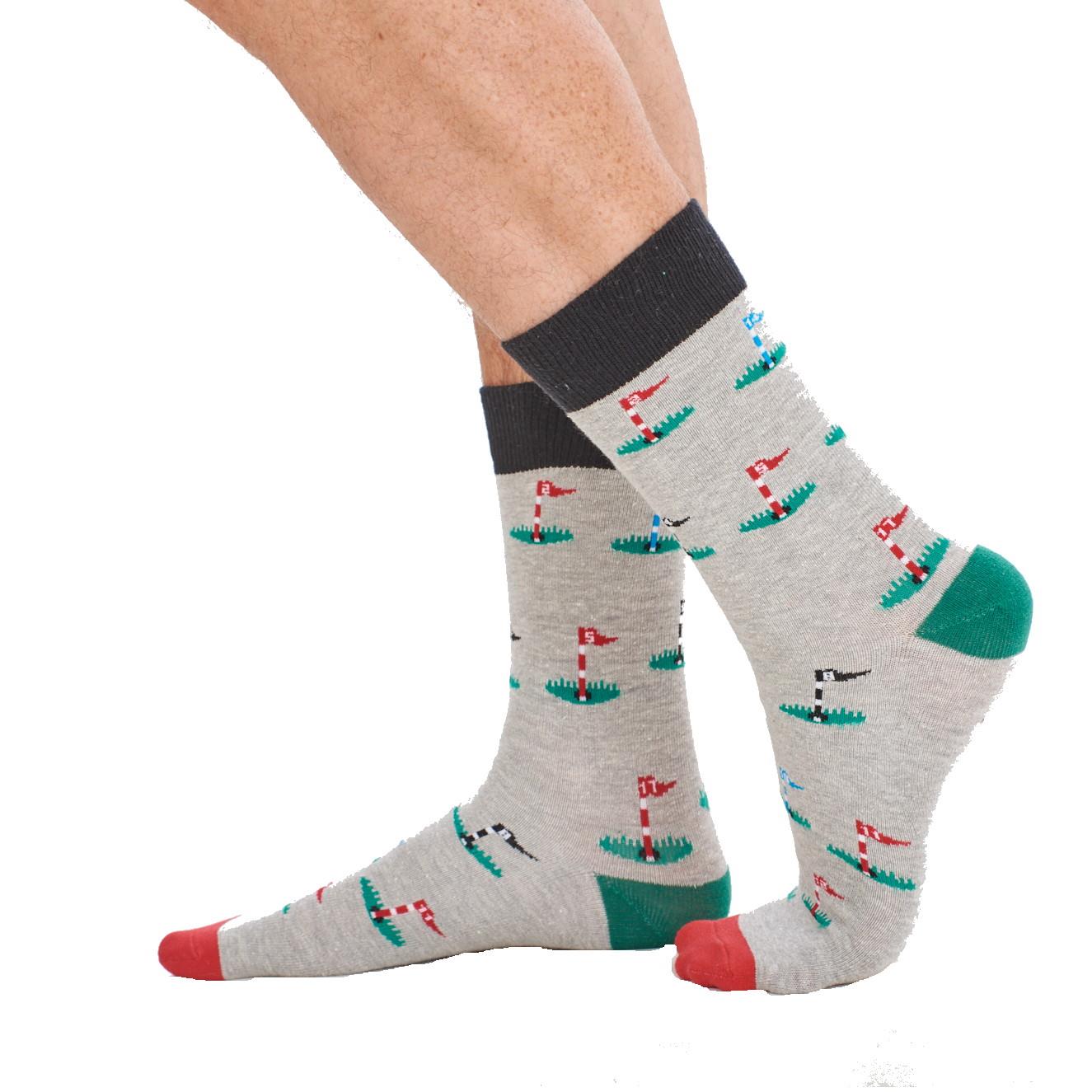 Mens 6 Pack Novelty Cotton Rich Lucky Golfer Golf Design Socks Designer Gift - Picture 9 of 13