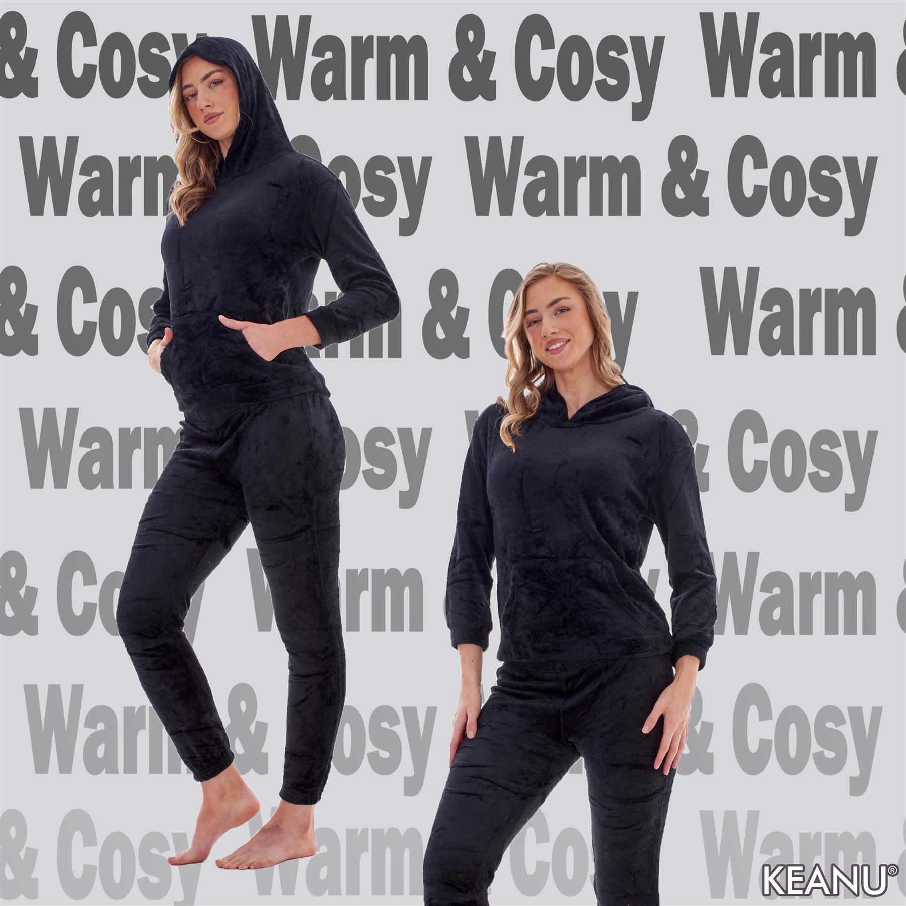 Ladies Supersoft Warm Flannel Fleece Hooded Pyjamas Twosie Lounge Wear Gift Set - Picture 15 of 79
