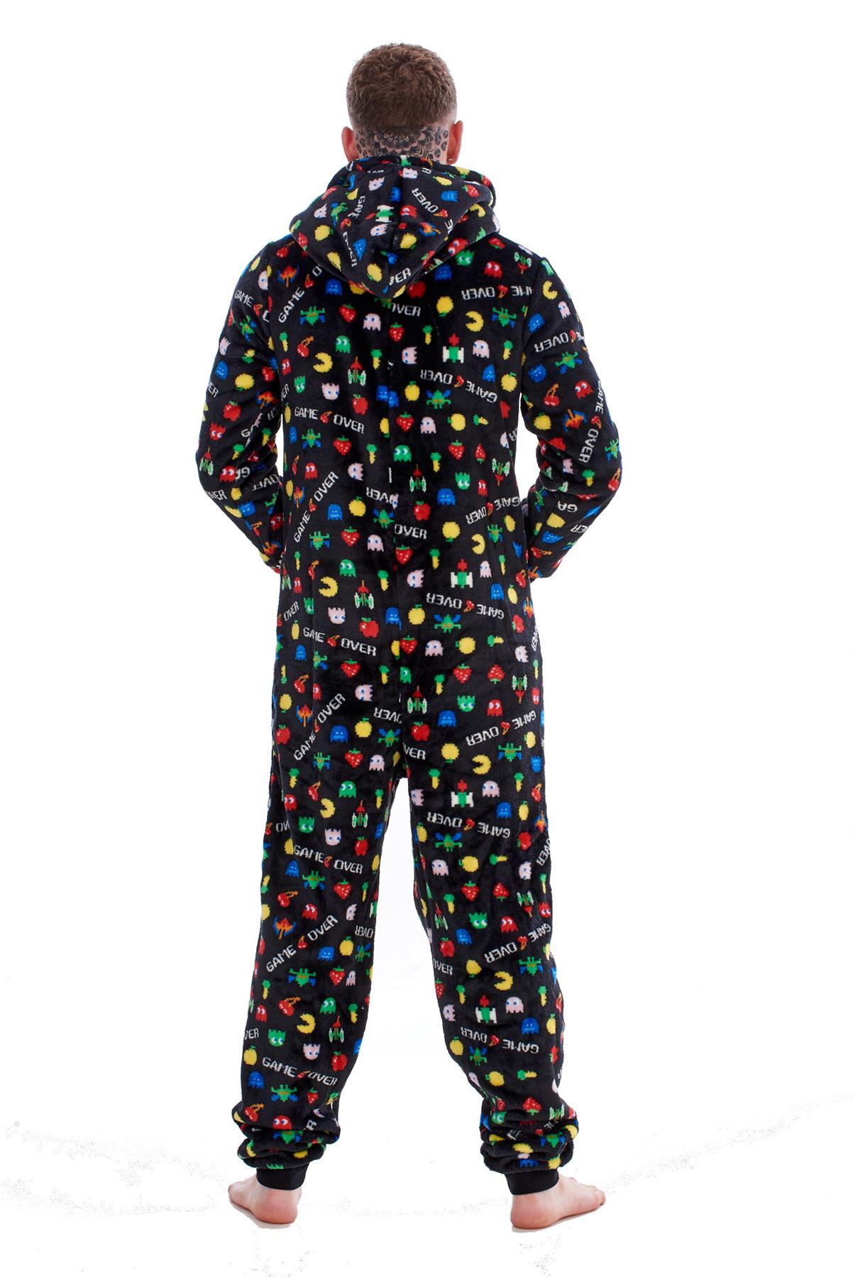 Mens Boys Luxury Flannel Fleece Matching Retro Games Hooded Gown Robe Onesee - Picture 59 of 75