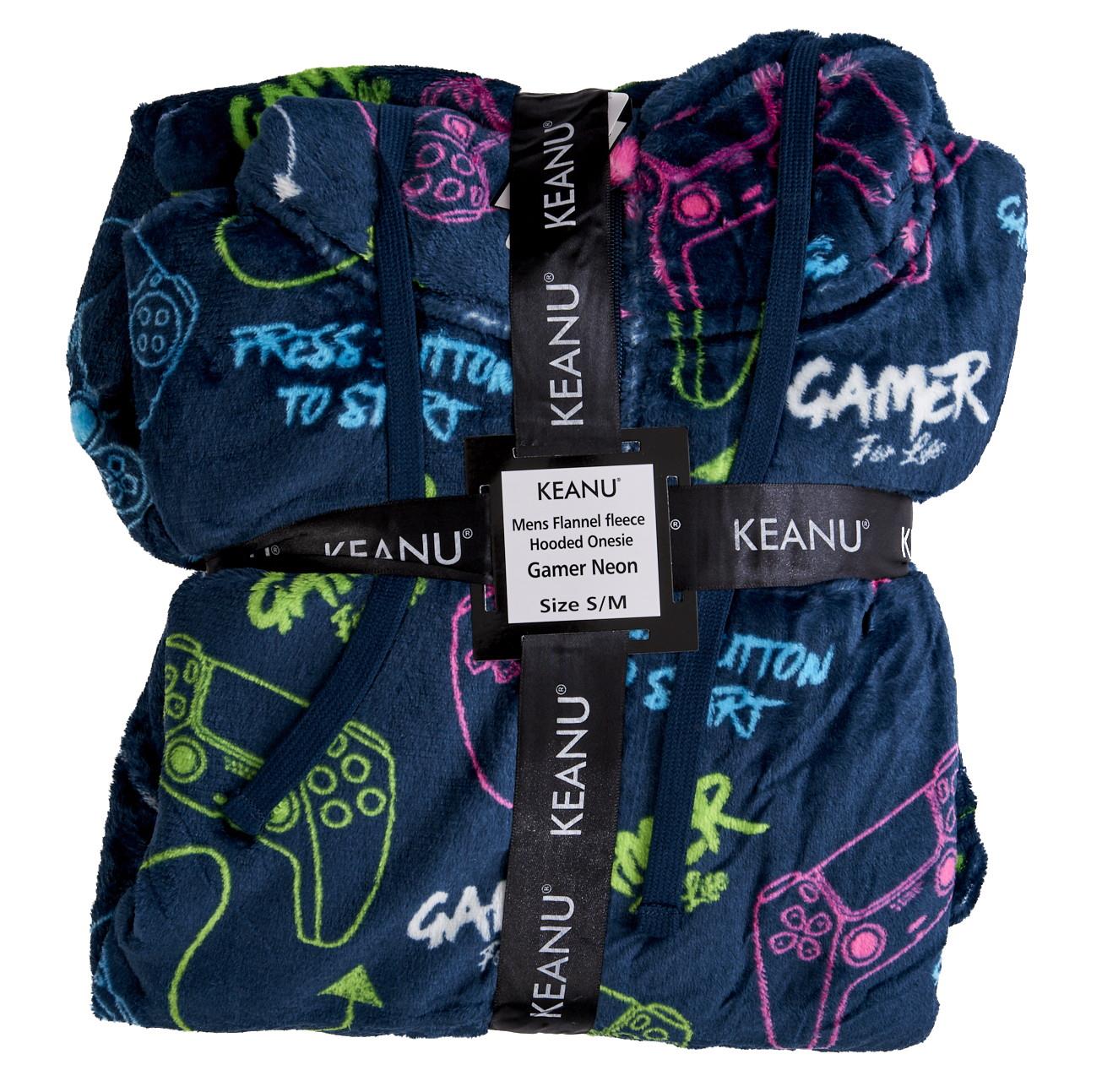 Mens Boys Luxury Flannel Fleece Matching Retro Games Hooded Gown Robe Onesee - Picture 75 of 75