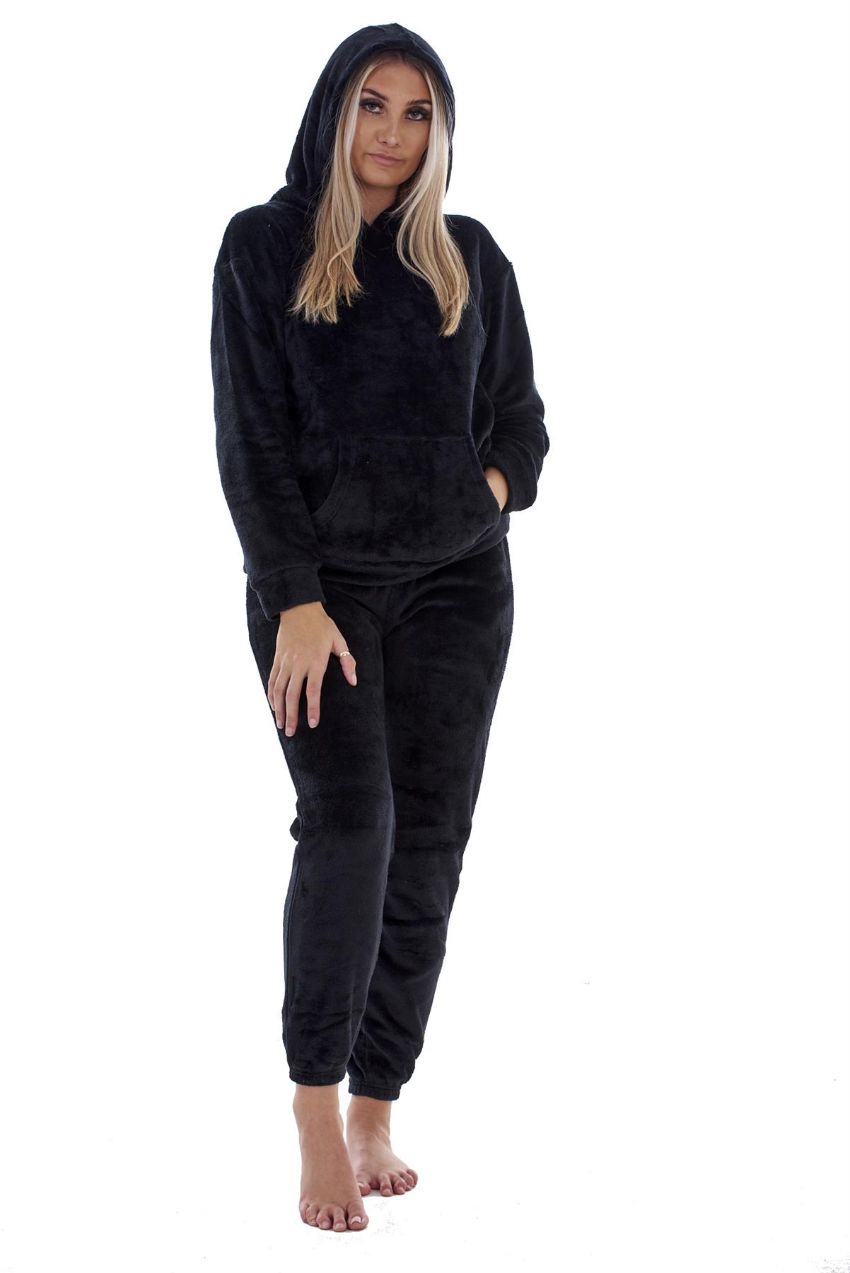 Ladies Supersoft Warm Flannel Fleece Hooded Pyjamas Twosie Lounge Wear Gift Set - Picture 19 of 79