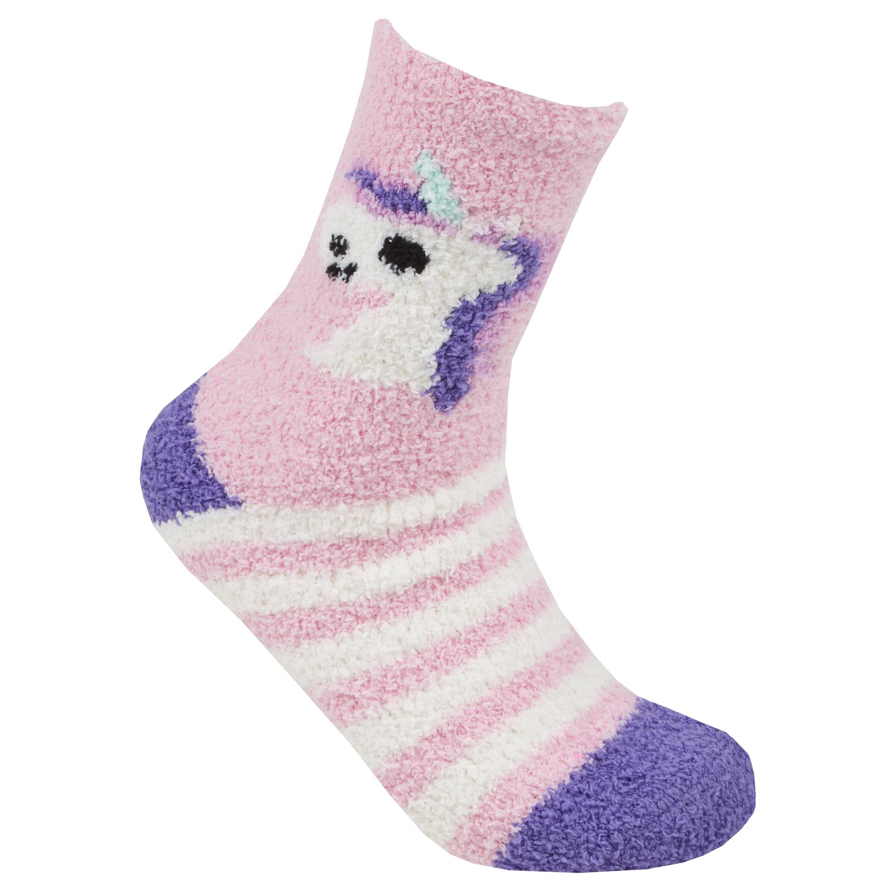 Slipper Socks ~ UK 4-8 Ladies 3 pack of Unicorn Cosy Socks Bed Socks