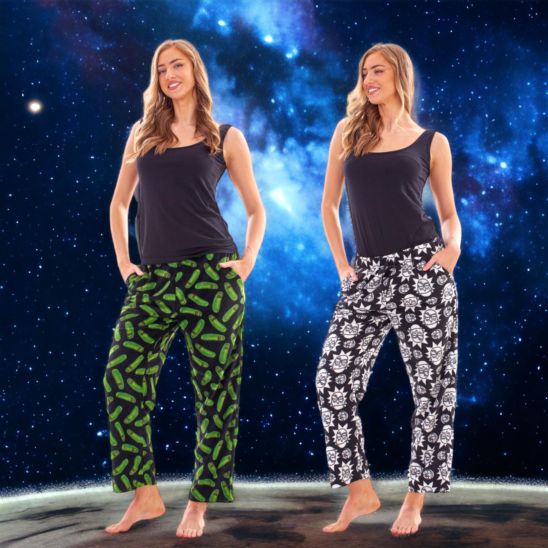 Mens Ladies 2 Pk Unisex Soft Warm Micro Fleece Character Designer Lounge Pants  - Picture 26 of 29