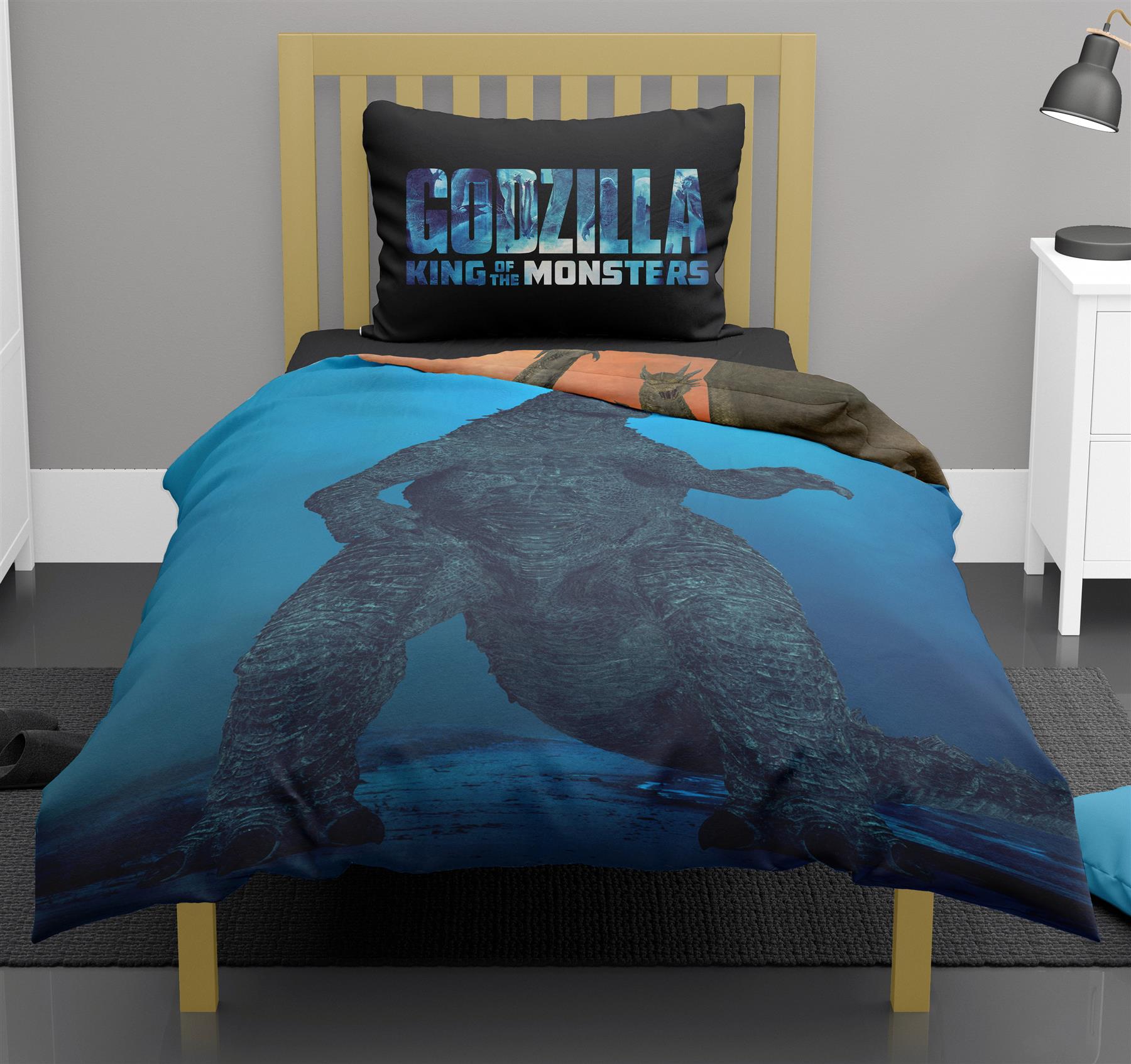 Godzilla King Of Monsters Single Double Duvet Cover Reversible Bedding