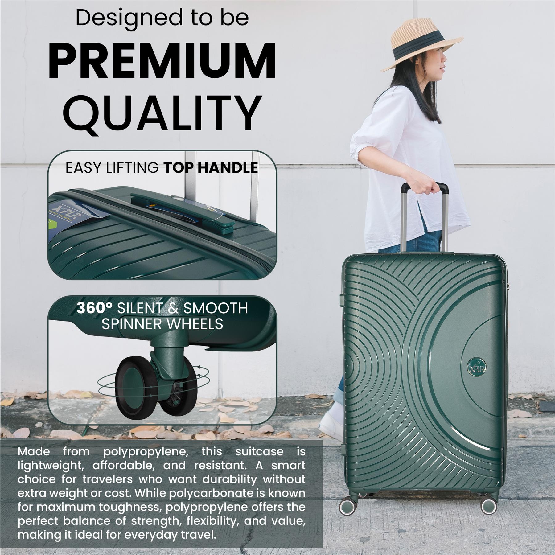 XPLR 3/4 Piece PP Hard Shell Bag Set – Luggage with Large 32” Suitcase Option - Produktbild 2