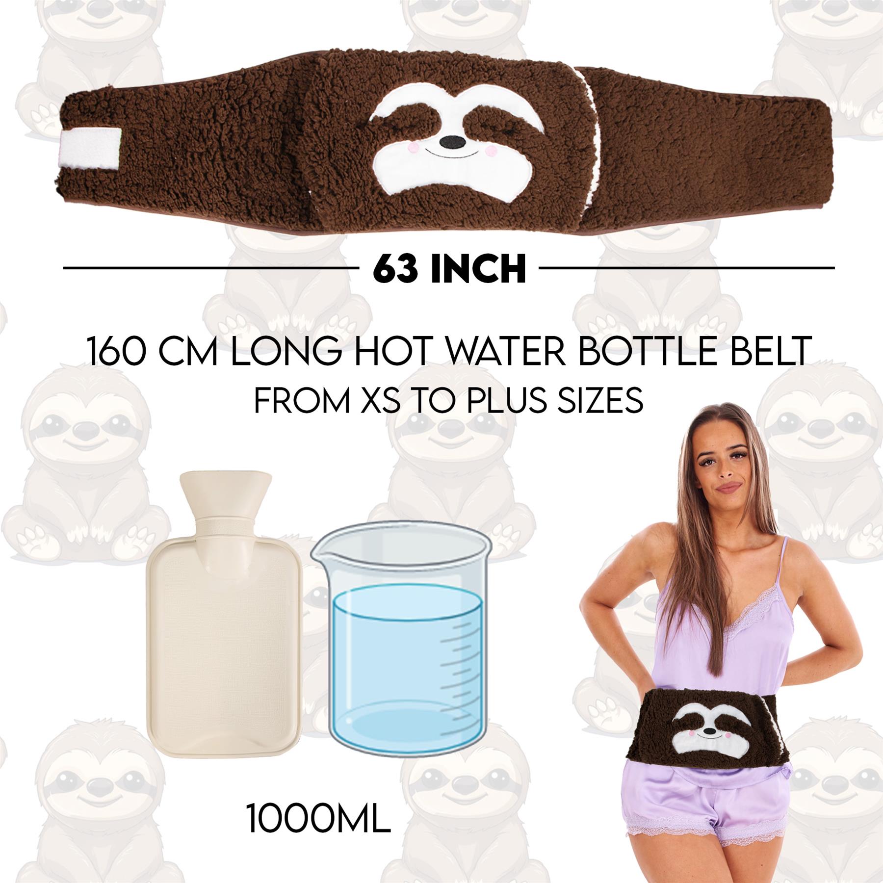 Wearable Hot Water Bottle Belt Plus Size 160cm - Period Pain Relief Warm Plush - Picture 8 of 16