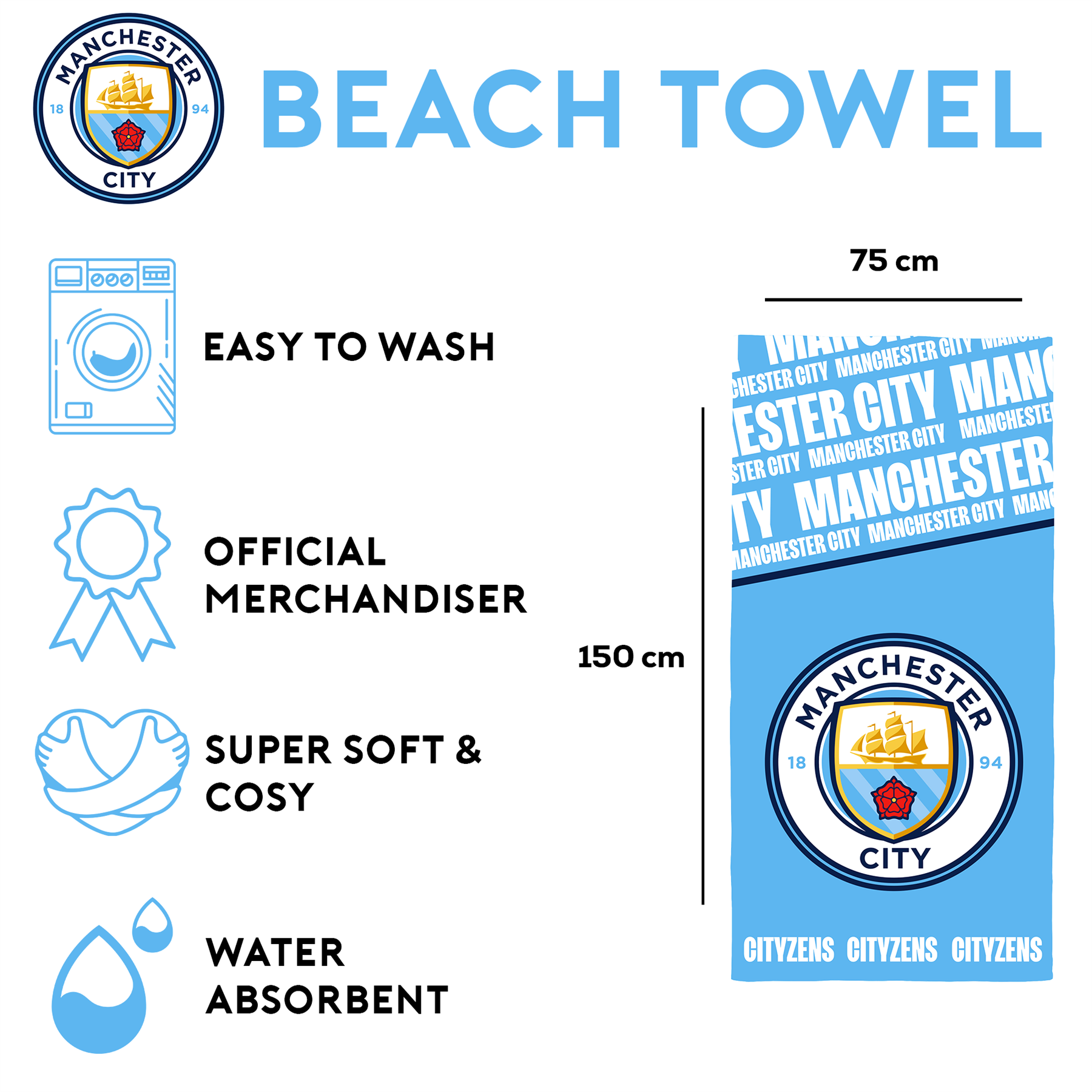 Fundas nórdicas oficiales del Manchester City FC Football Club Merch mantas y más - Imagen 23 de 31