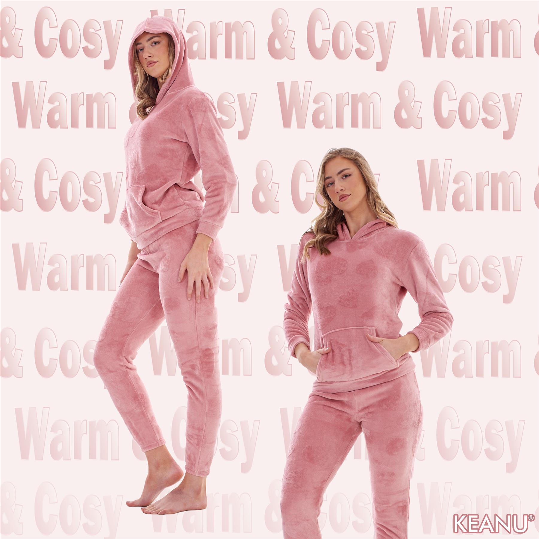 Ladies Supersoft Warm Flannel Fleece Hooded Pyjamas Twosie Lounge Wear Gift Set - Picture 56 of 79
