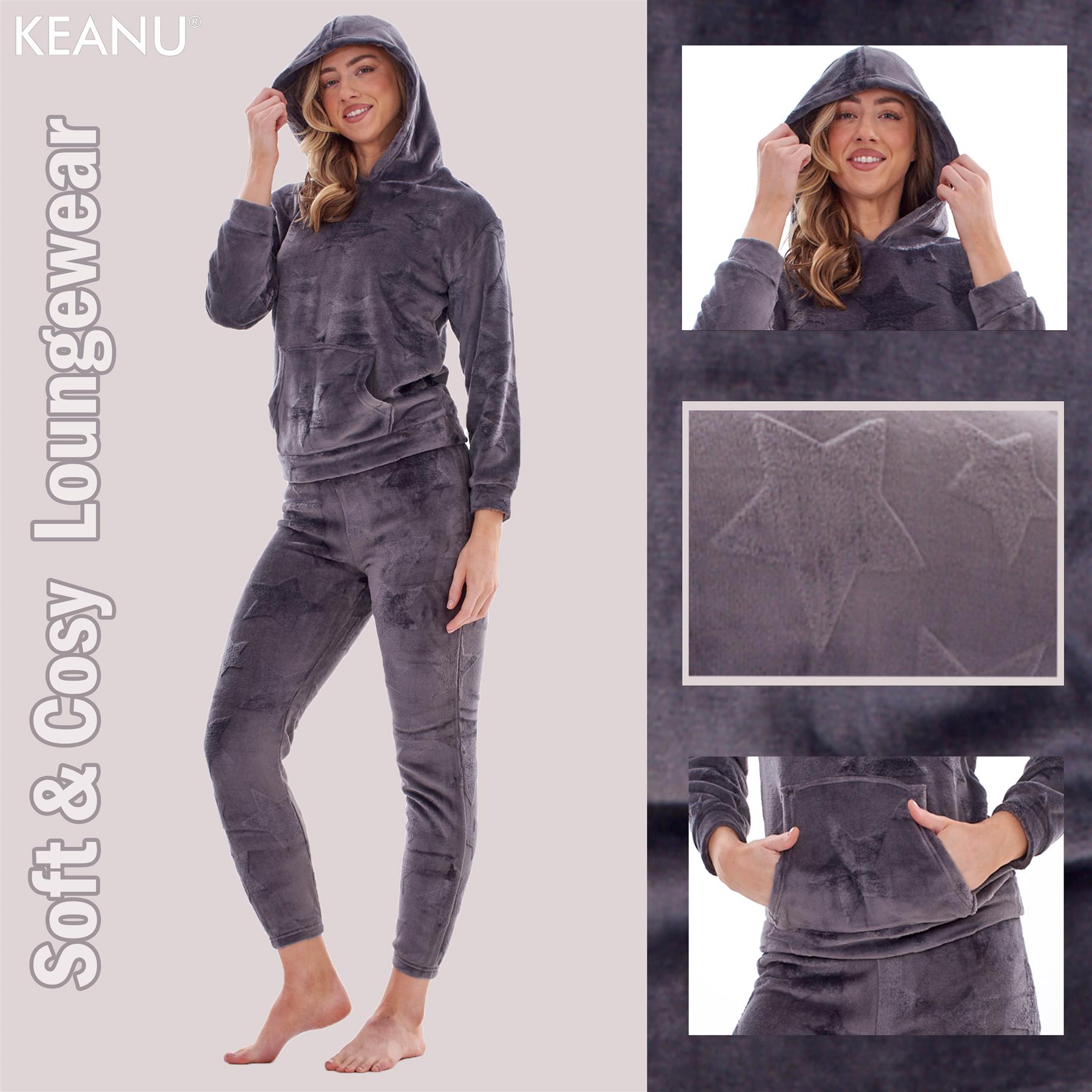 Ladies Supersoft Warm Flannel Fleece Hooded Pyjamas Twosie Lounge Wear Gift Set - Picture 59 of 79