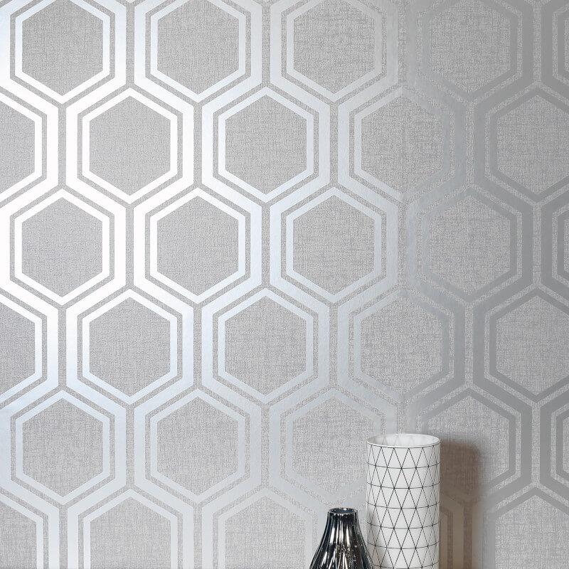 Arthouse Luxe Damast/Hexagan/Ogee Geo Metallic Tapete 3 Farben - Bild 13 von 19