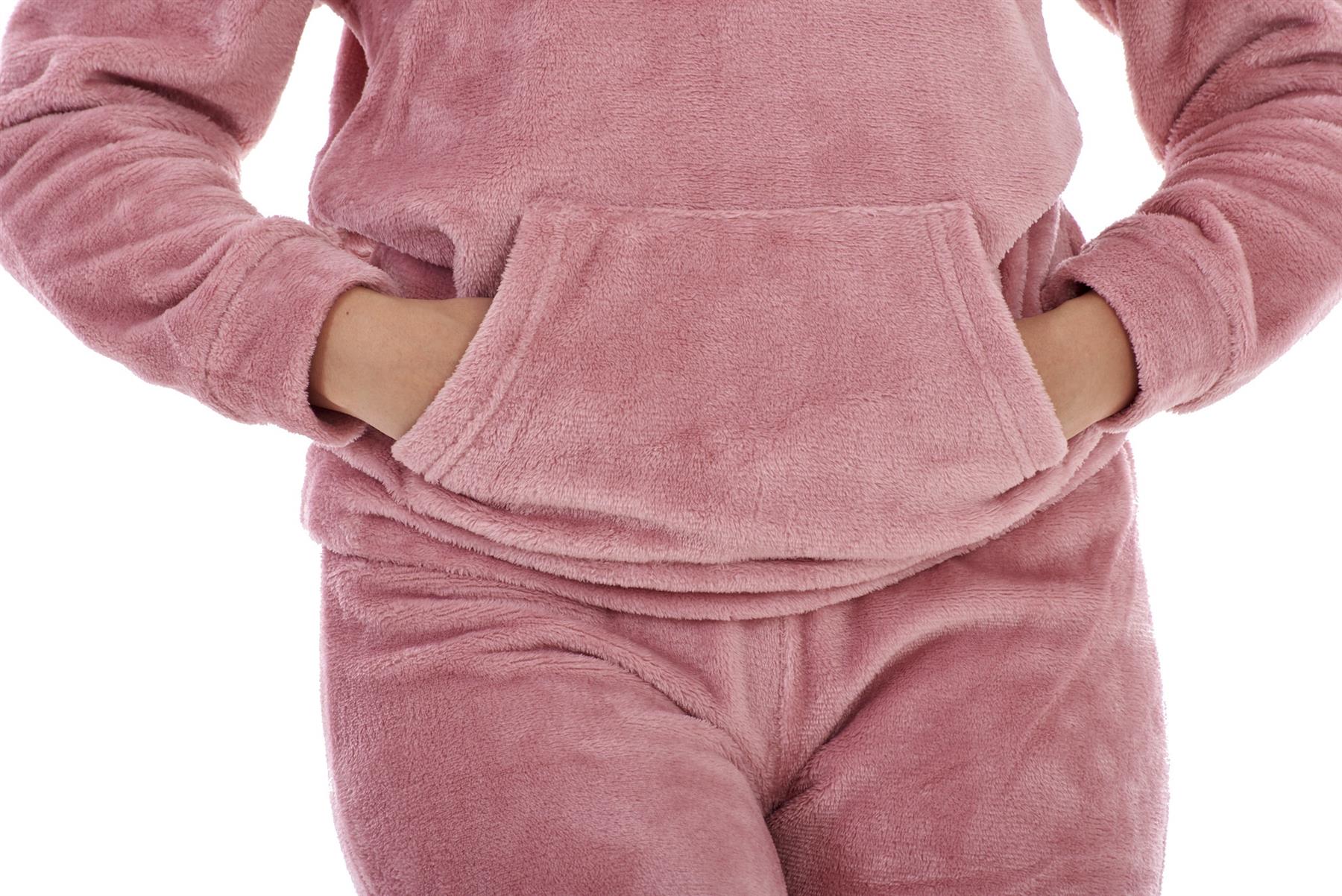 Ladies Supersoft Warm Flannel Fleece Hooded Pyjamas Twosie Lounge Wear Gift Set - Picture 12 of 79