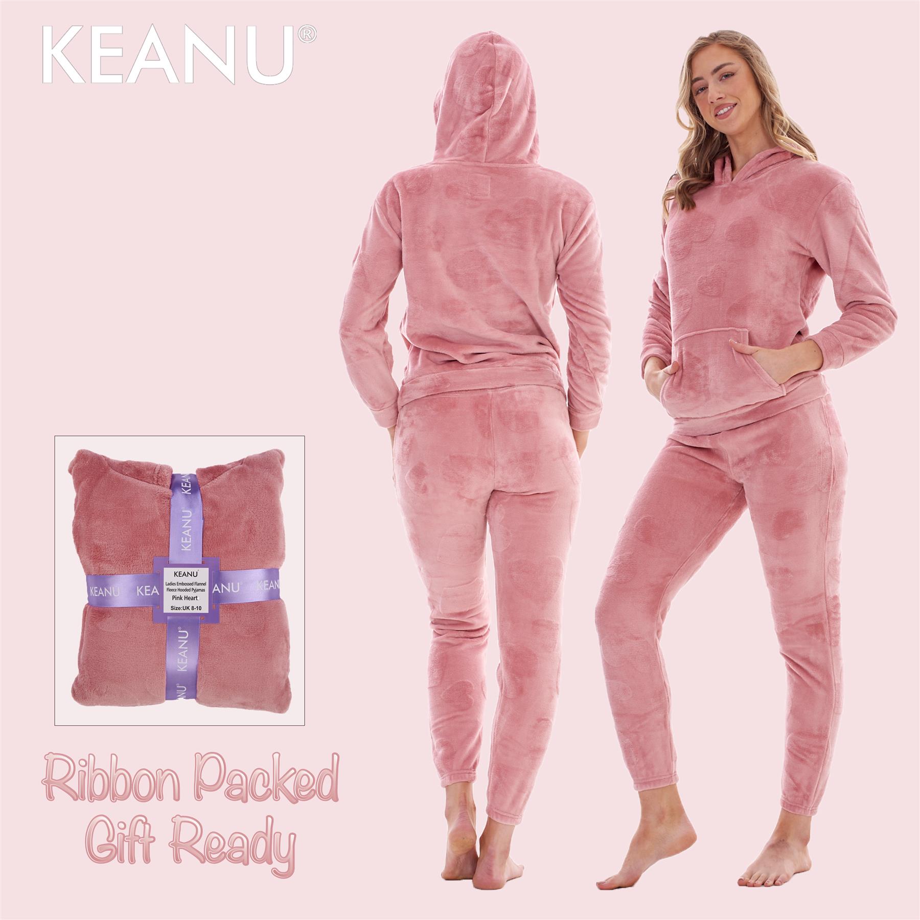 Ladies Supersoft Warm Flannel Fleece Hooded Pyjamas Twosie Lounge Wear Gift Set - Picture 57 of 79