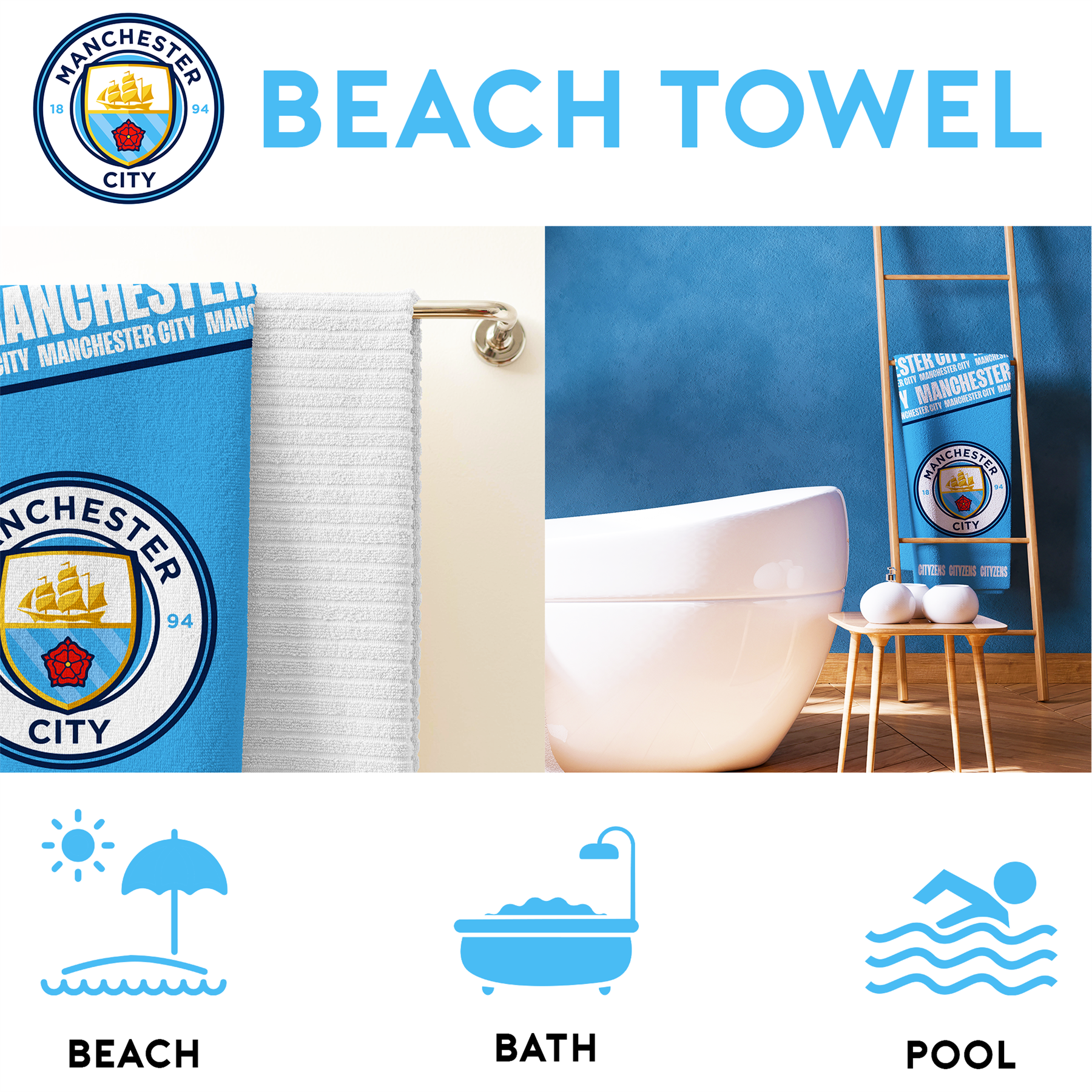 Fundas nórdicas oficiales del Manchester City FC Football Club Merch mantas y más - Imagen 25 de 31