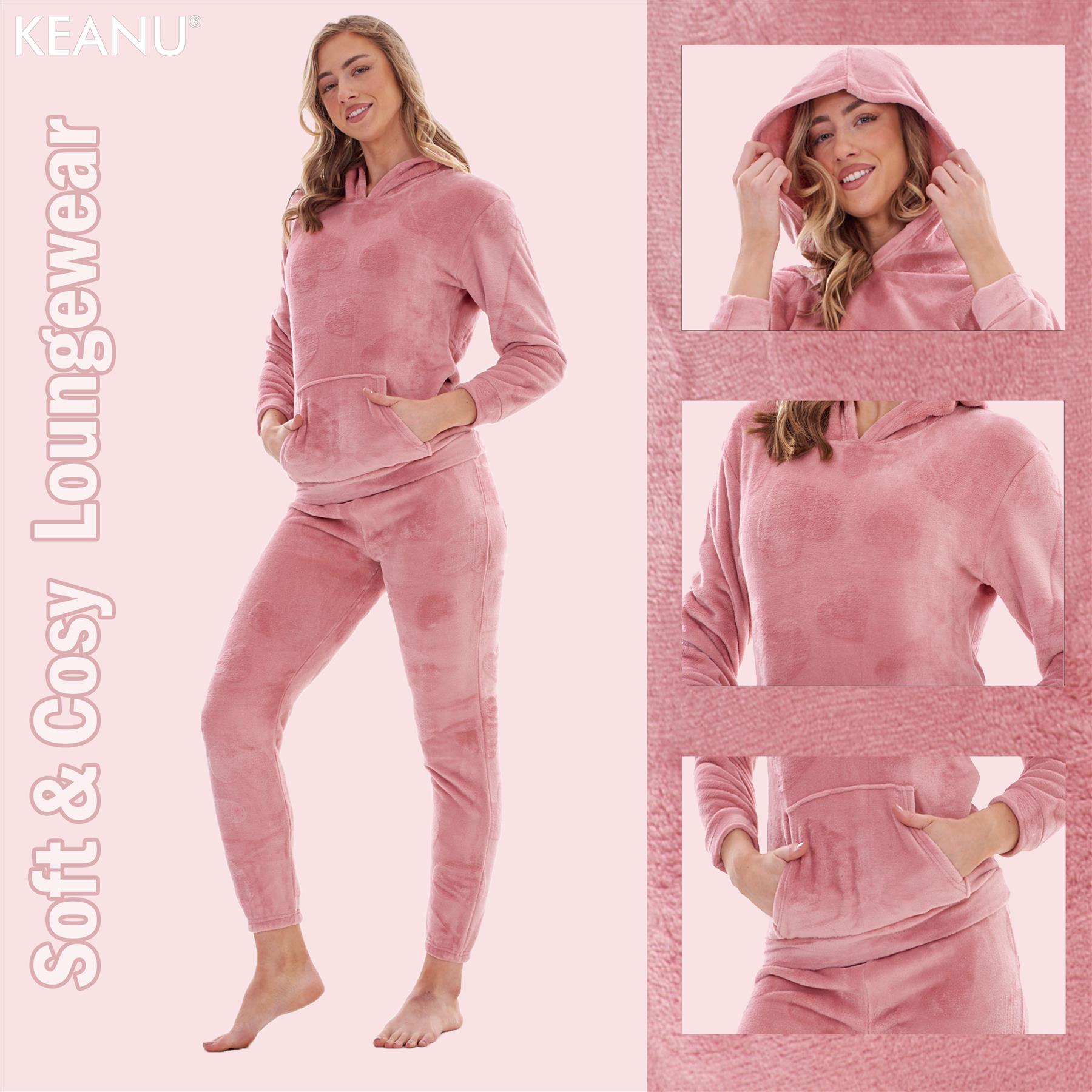 Ladies Supersoft Warm Flannel Fleece Hooded Pyjamas Twosie Lounge Wear Gift Set - Picture 55 of 79