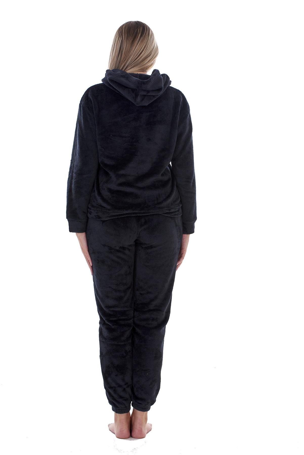 Ladies Supersoft Warm Flannel Fleece Hooded Pyjamas Twosie Lounge Wear Gift Set - Picture 22 of 79