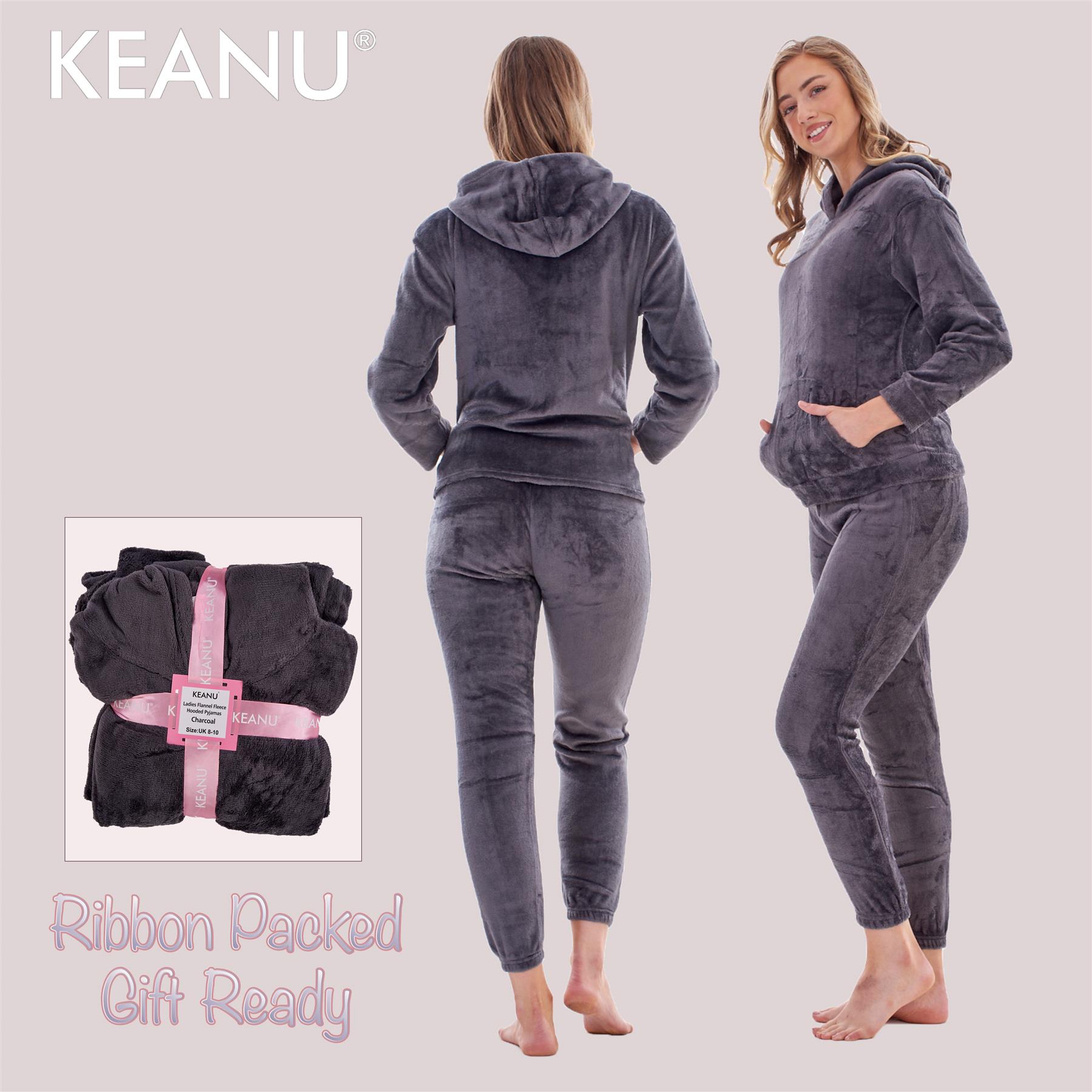 Ladies Supersoft Warm Flannel Fleece Hooded Pyjamas Twosie Lounge Wear Gift Set - Picture 34 of 79
