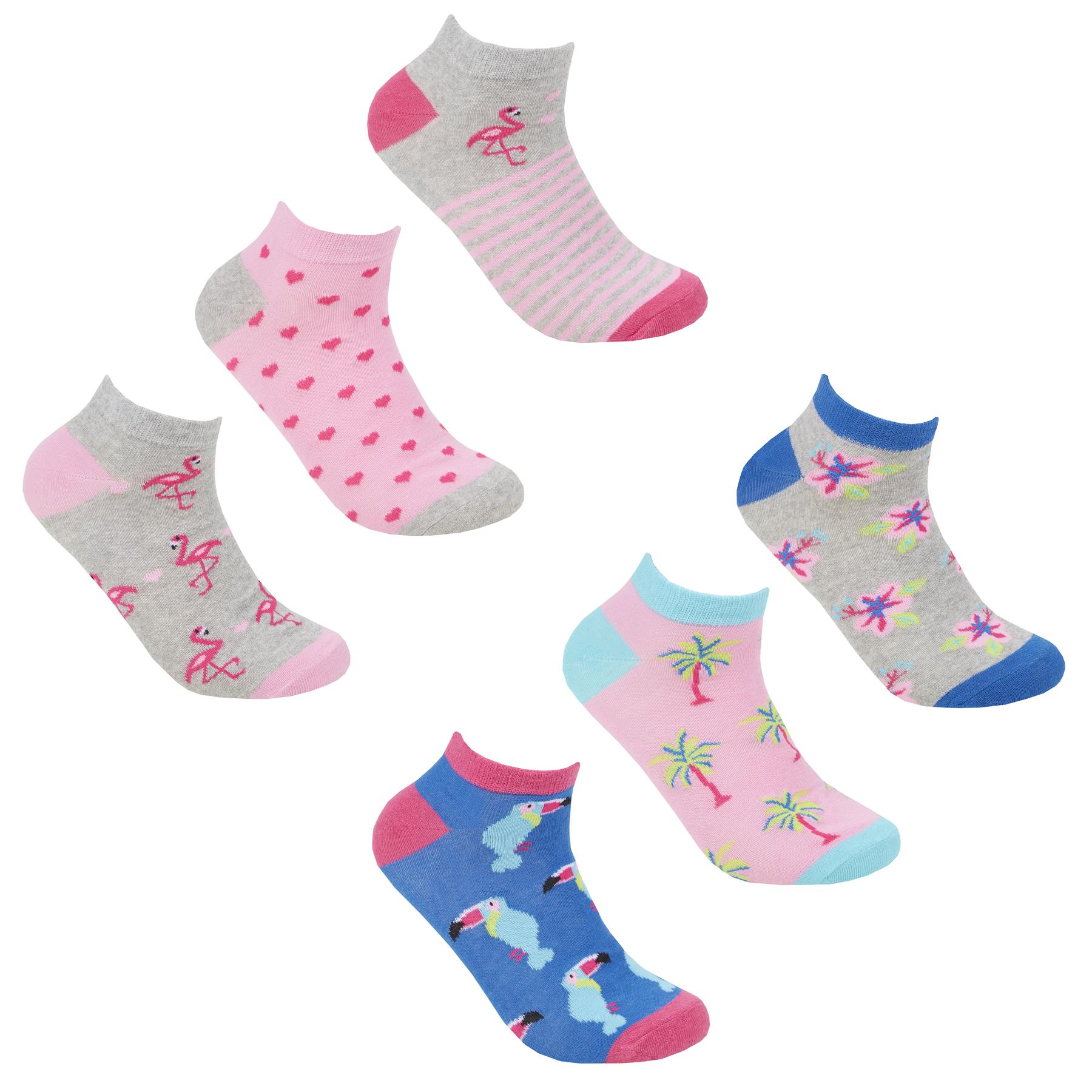 Ladies Tropical Birds Design Sports Trainer Liner Socks Size 4-8 Cotton Rich - Picture 6 of 7