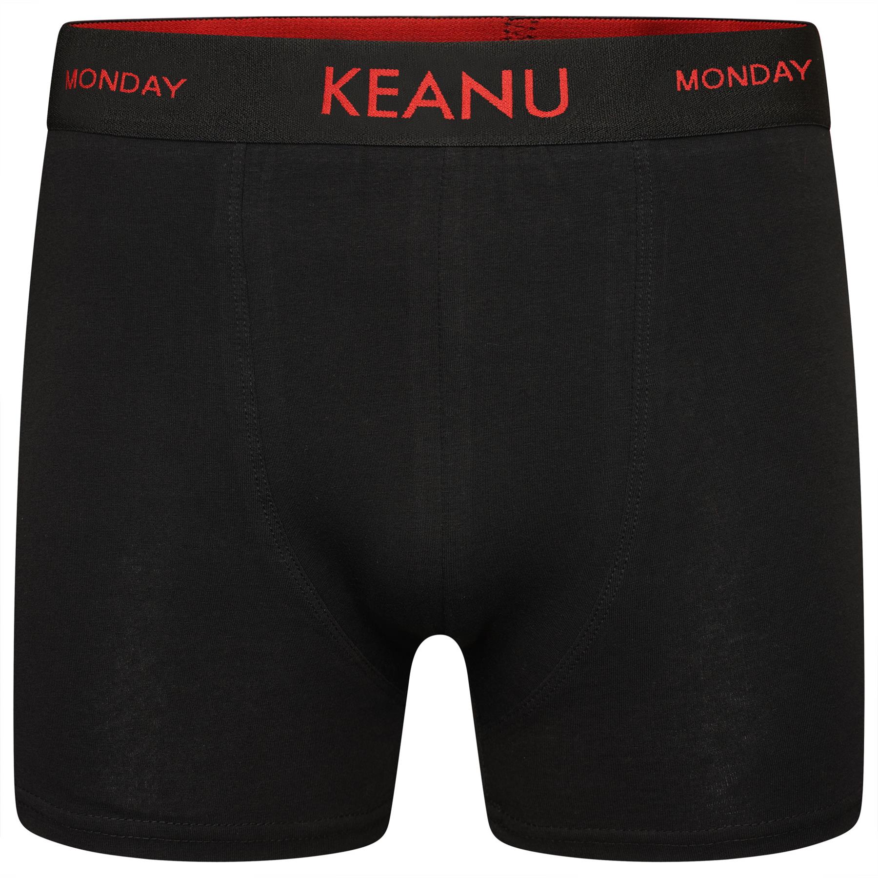 Mens Boys 7 Pack Keanu Days Of The Week 95% Soft Cotton Rich Black Boxer Shorts - Picture 3 of 11