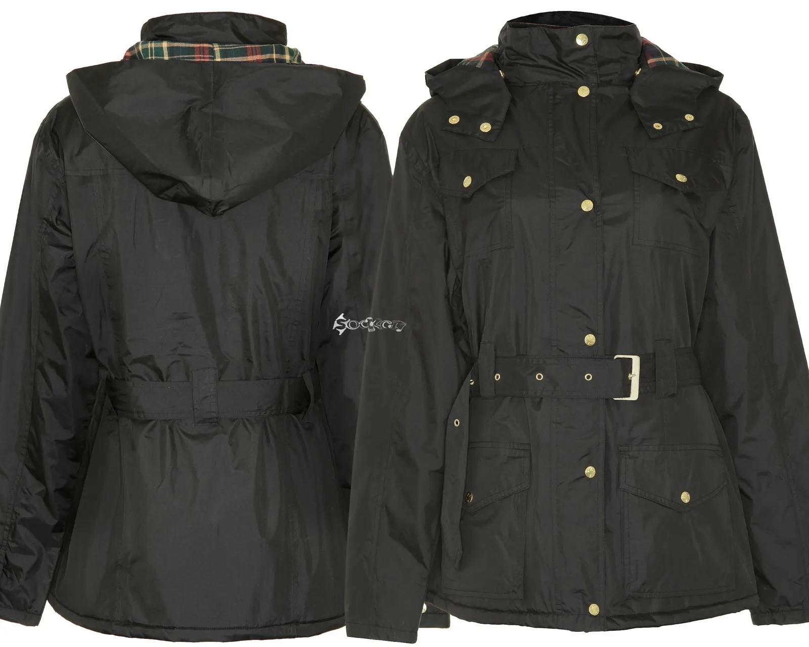 Ladies Braemar Jacket Waterproof Raincoats Country Estate Belt Zip Hood - Picture 3 of 5