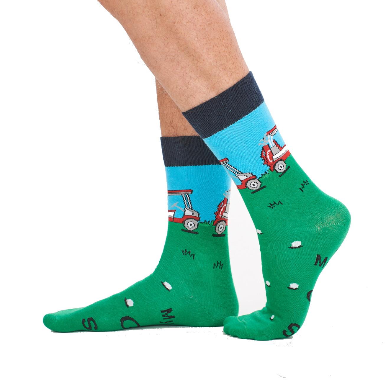 Mens 6 Pack Novelty Cotton Rich Lucky Golfer Golf Design Socks Designer Gift - Picture 12 of 13