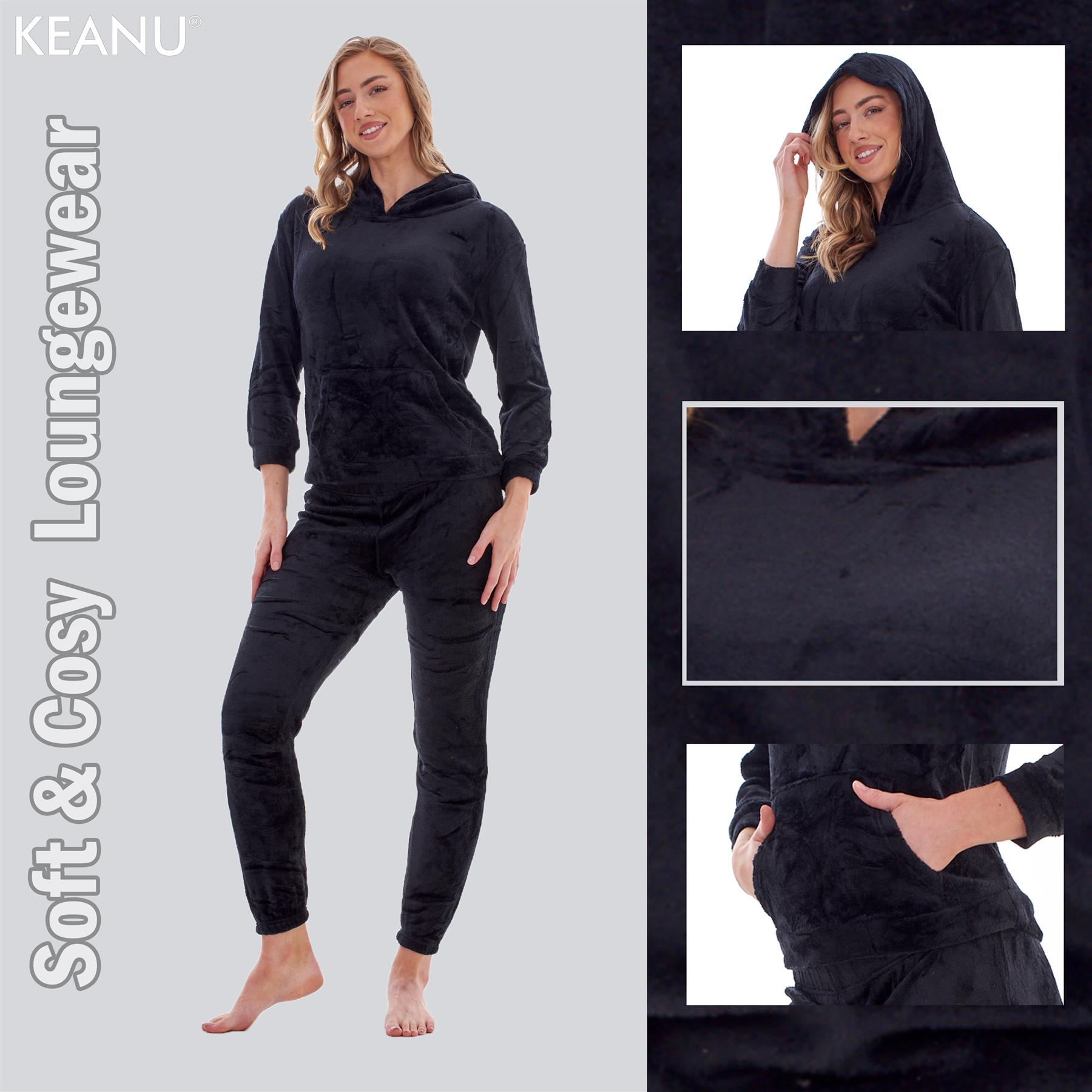 Ladies Supersoft Warm Flannel Fleece Hooded Pyjamas Twosie Lounge Wear Gift Set - Picture 14 of 79