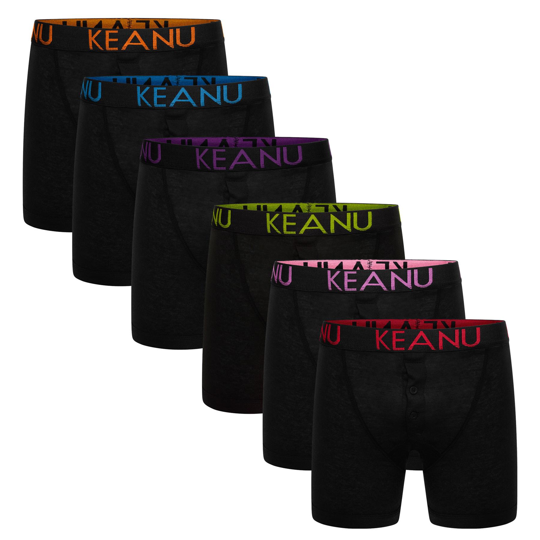 Keanu Mens Button Front Boxer Shorts 6 Pack Elasticated Waistband S M L