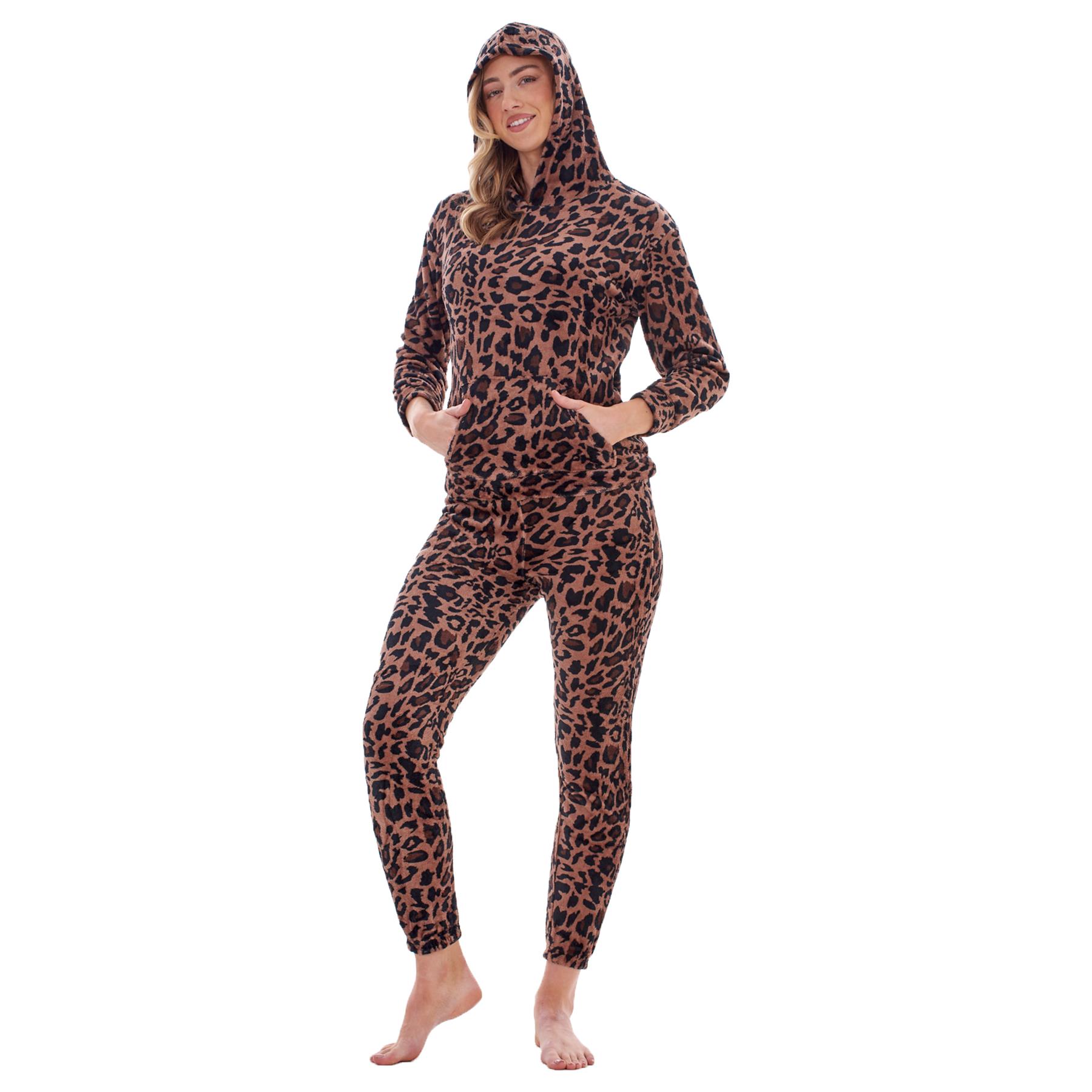 Ladies Supersoft Warm Flannel Fleece Hooded Pyjamas Twosie Lounge Wear Gift Set - Picture 71 of 79