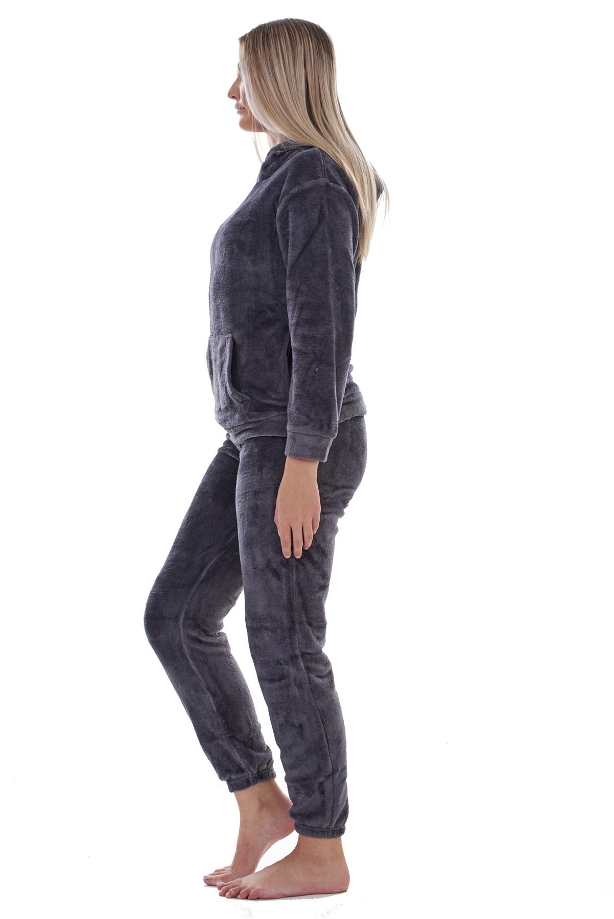 Ladies Supersoft Warm Flannel Fleece Hooded Pyjamas Twosie Lounge Wear Gift Set - Picture 41 of 79