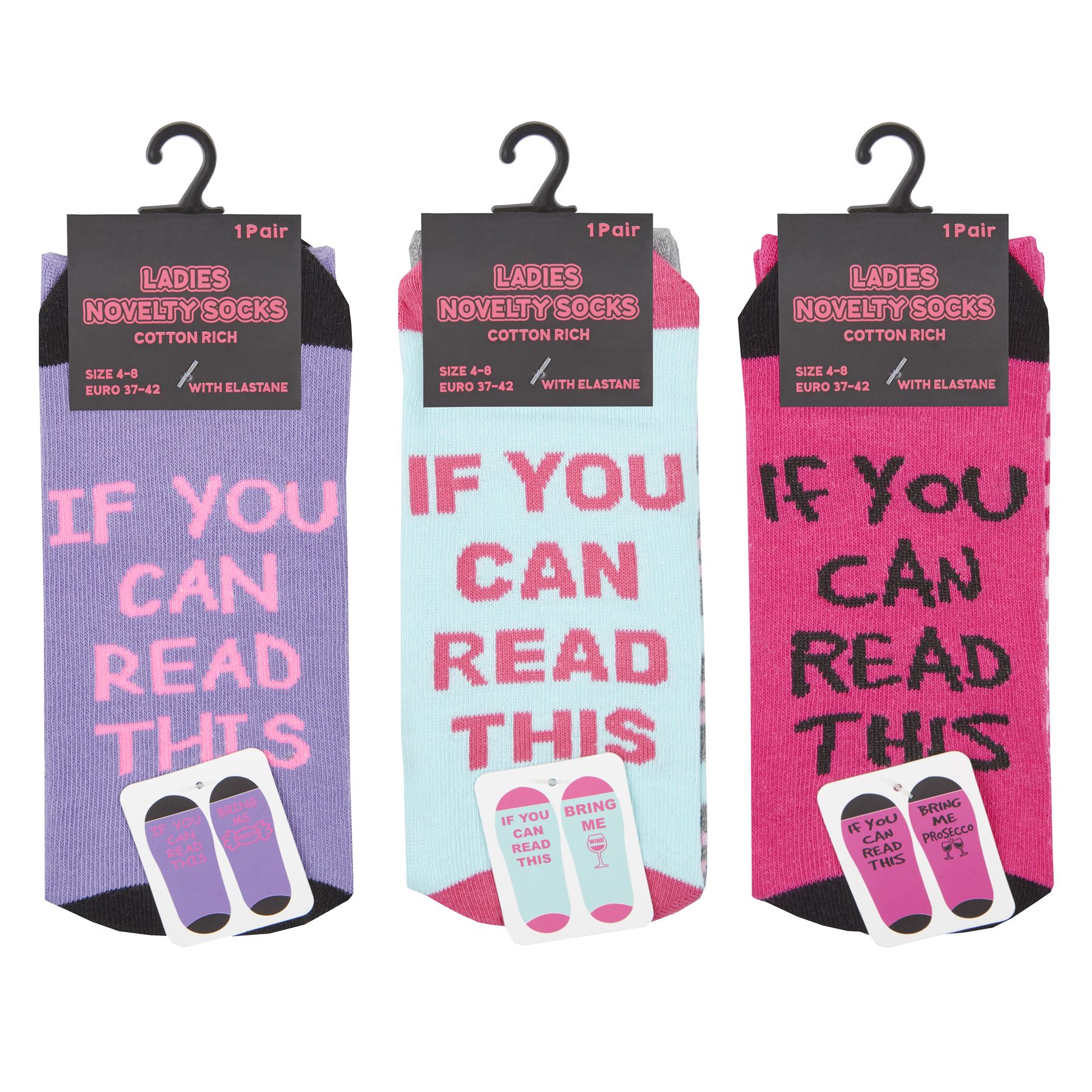 3 Pairs Mens Ladies Rude Slogan Novelty Stripe Cotton Socks 611, 48