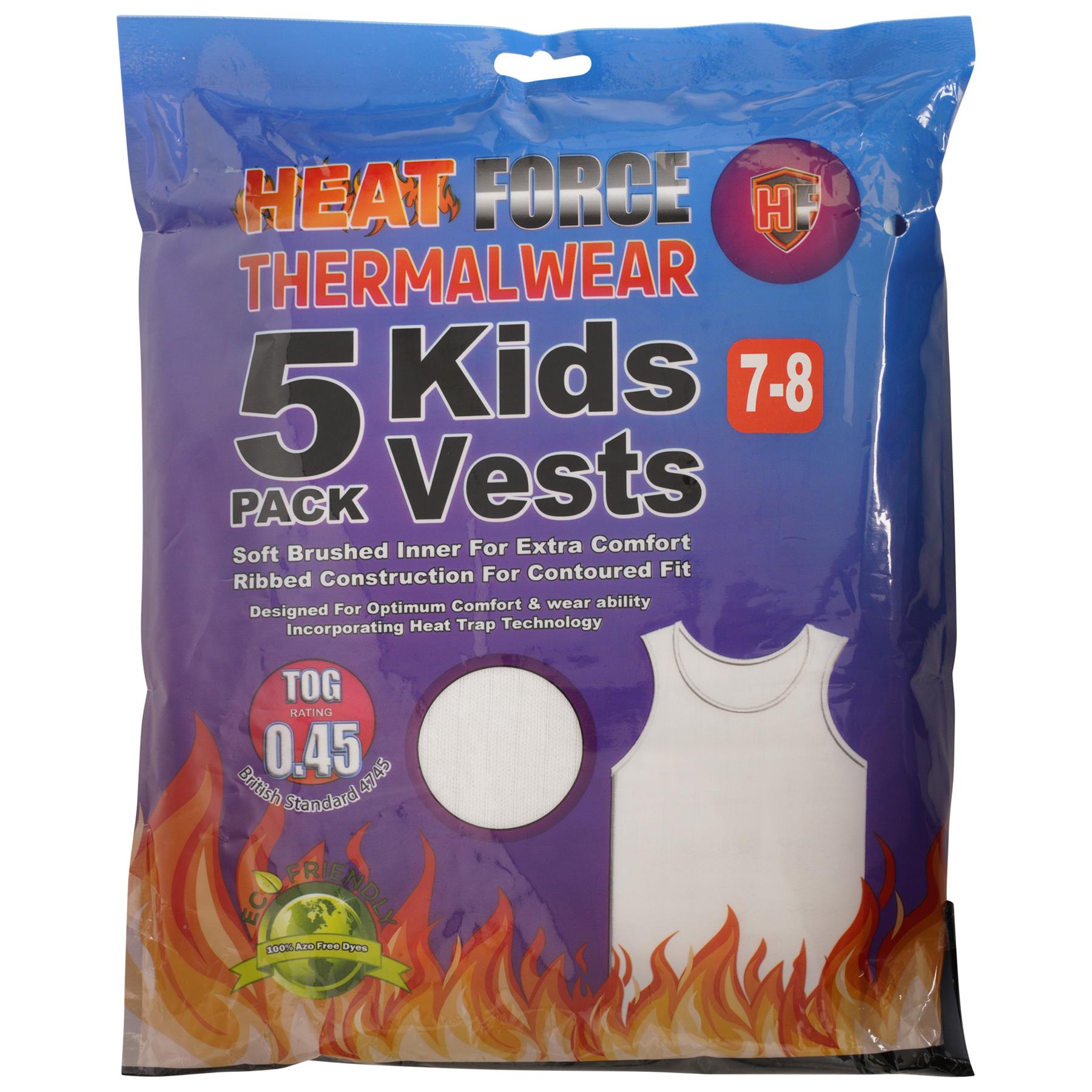 Heatforce 5 pk Kids Thermal Vests Soft Warm Stretch Brush Lined Winter Baselayer - Picture 10 of 11