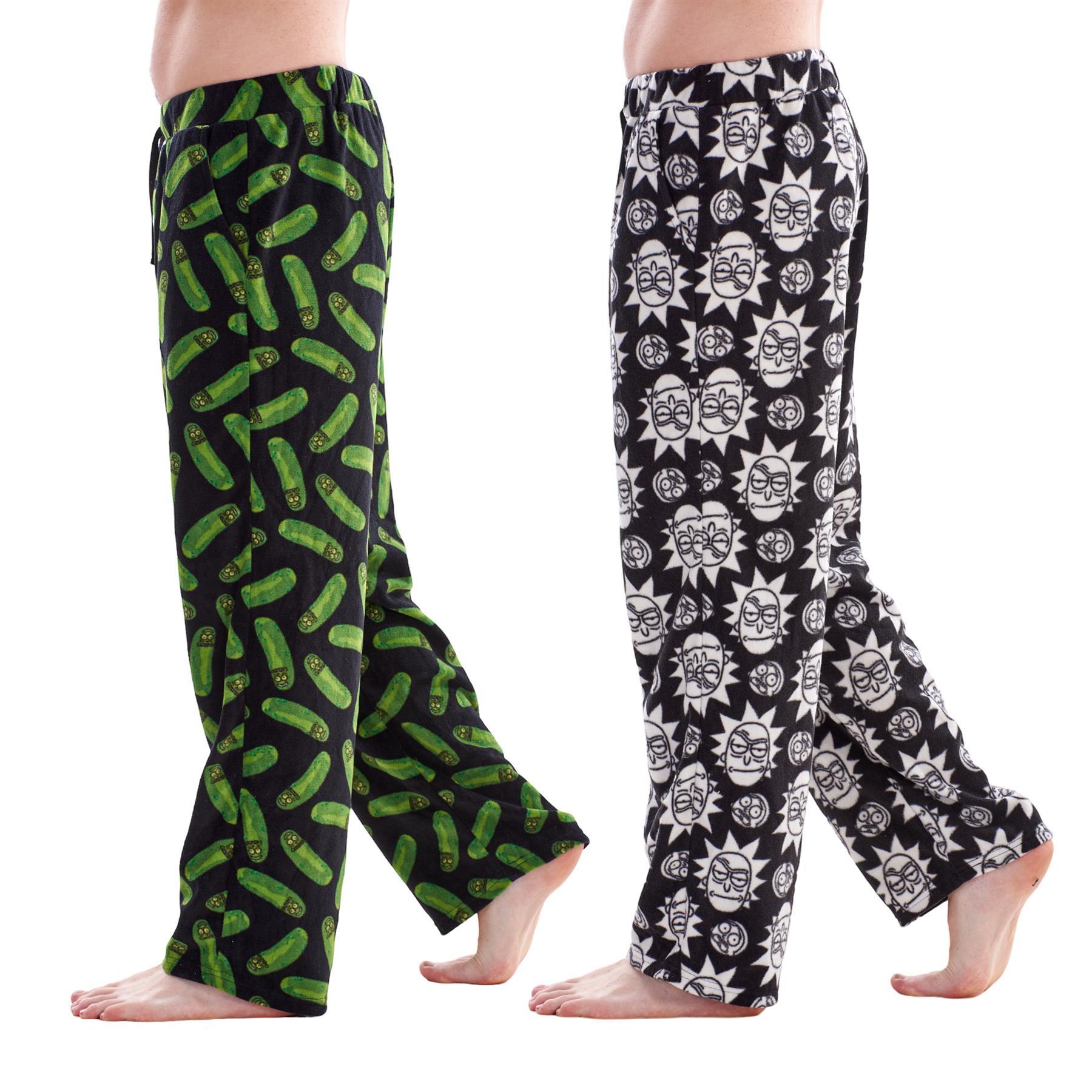 Mens Ladies 2 Pk Unisex Soft Warm Micro Fleece Character Designer Lounge Pants  - Picture 25 of 29