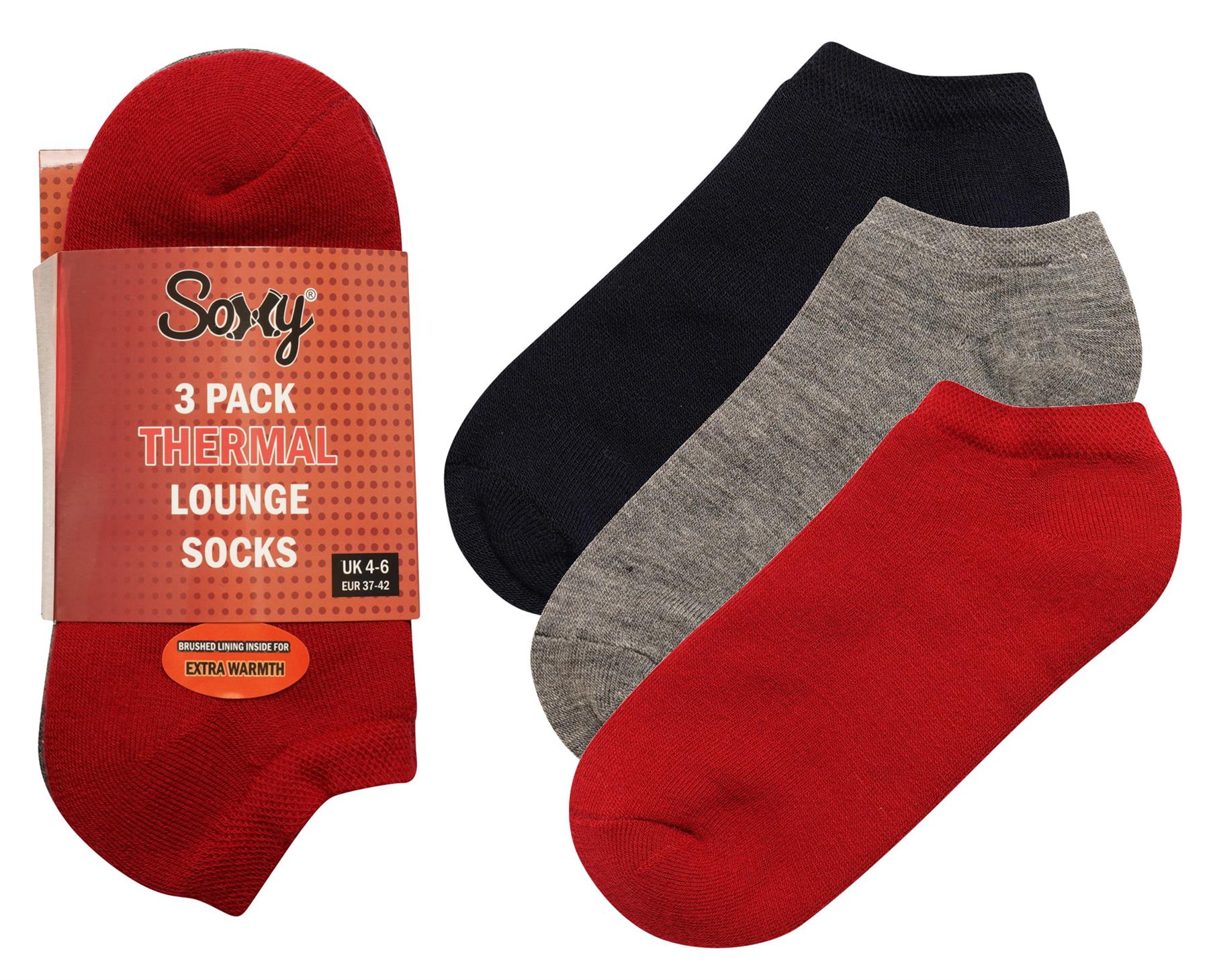 6 Pack Mens Ladies Acrylic Brushed Lined Low Cut Thermal Lounge Socks Soft Warm - Picture 10 of 13