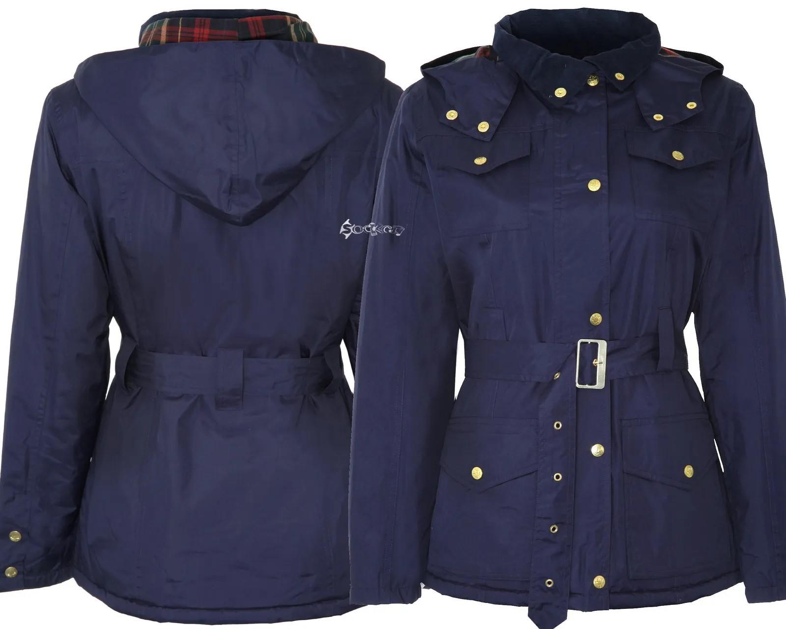 Ladies Braemar Jacket Waterproof Raincoats Country Estate Belt Zip Hood - Picture 5 of 5