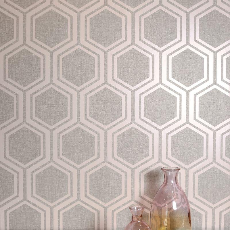 Arthouse Luxe Damast/Hexagan/Ogee Geo Metallic Tapete 3 Farben - Bild 9 von 19
