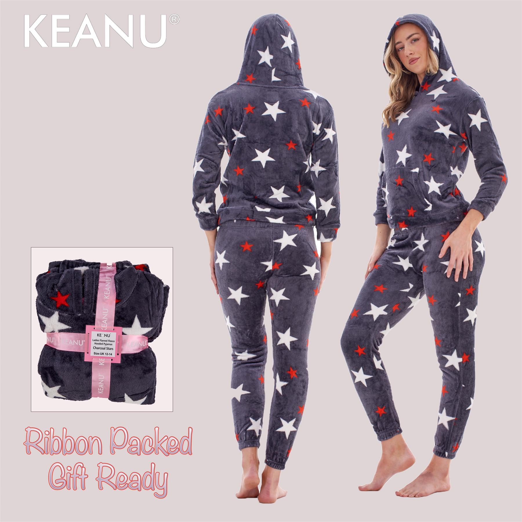 Ladies Supersoft Warm Flannel Fleece Hooded Pyjamas Twosie Lounge Wear Gift Set - Picture 46 of 79