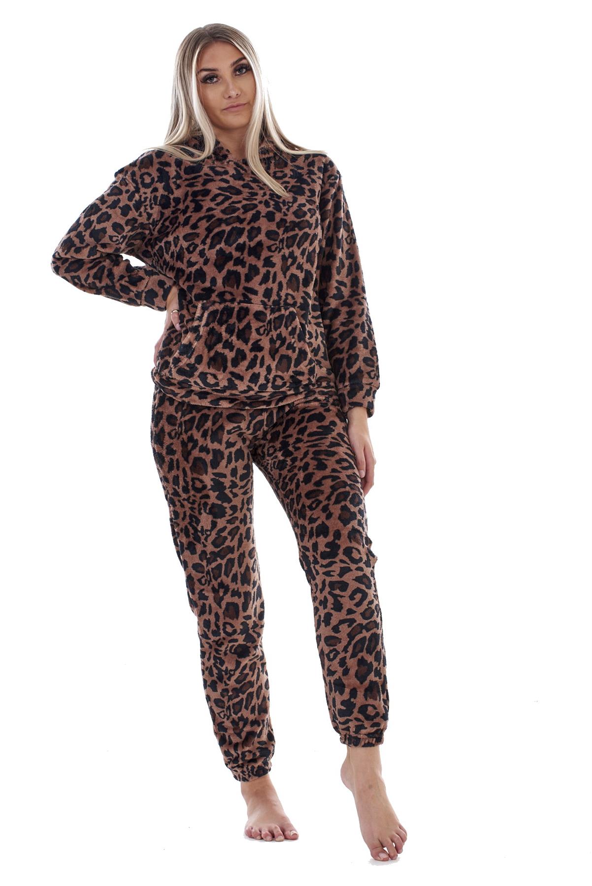 Ladies Supersoft Warm Flannel Fleece Hooded Pyjamas Twosie Lounge Wear Gift Set - Picture 74 of 79