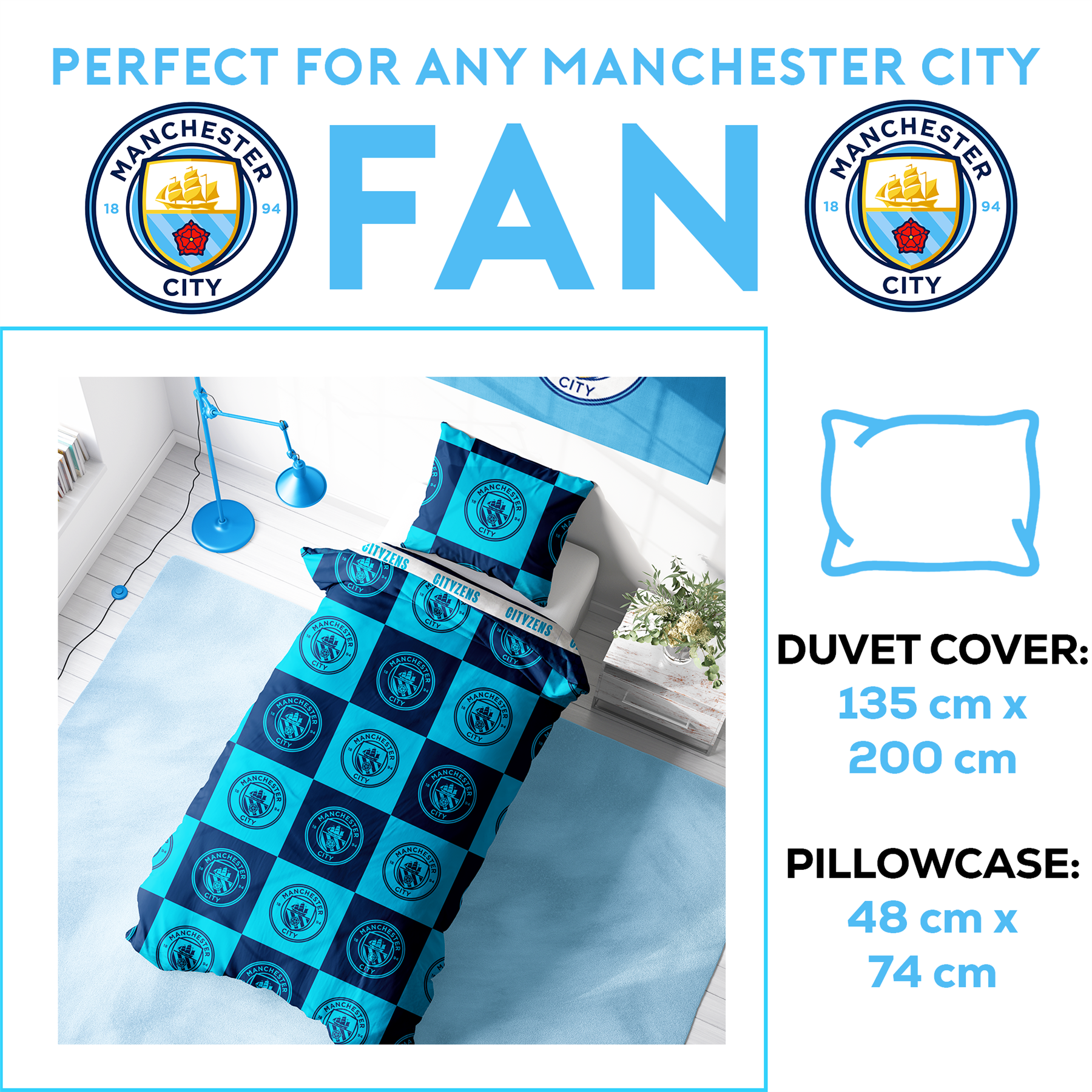 Fundas nórdicas oficiales del Manchester City FC Football Club Merch mantas y más - Imagen 9 de 31