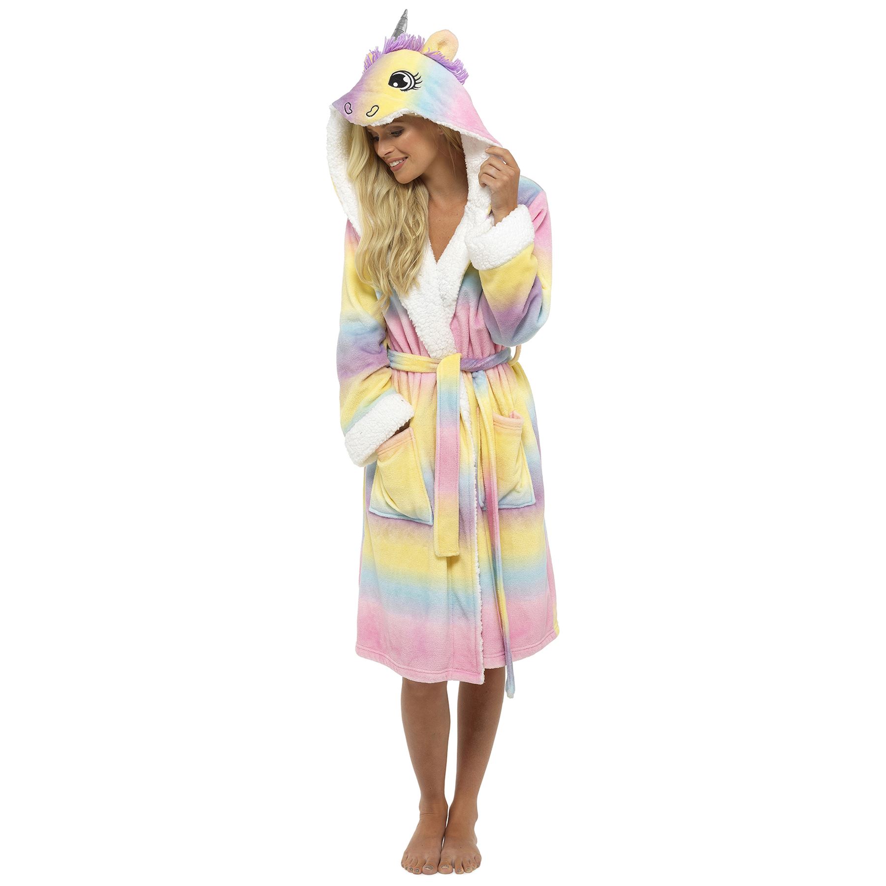 Ladies Girls Mum/Daughter Matching Unicorn Onesee Dressing Gown Rainbow